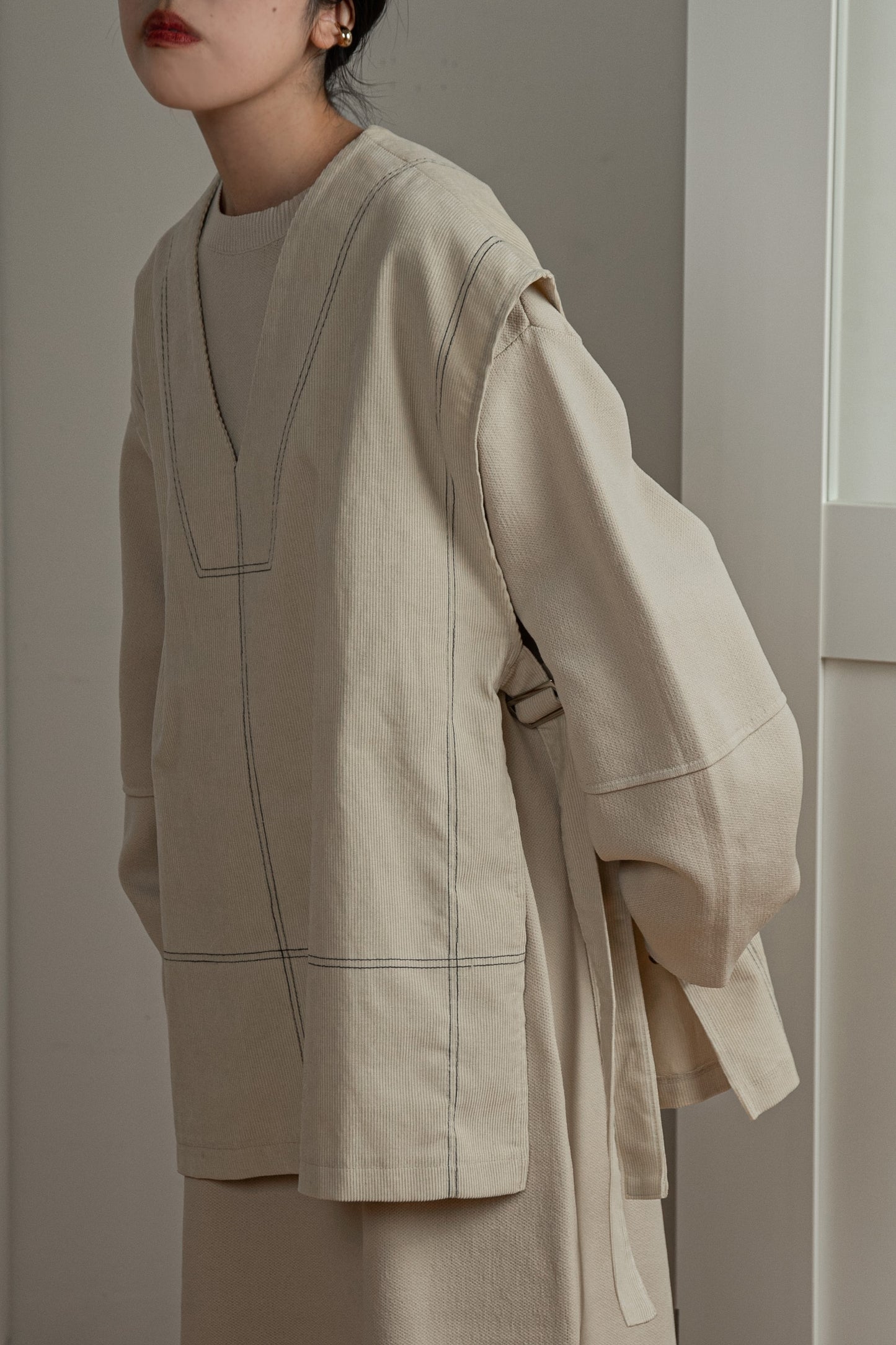 corduroy double stitch design vest【eim plus+限定アイテム】