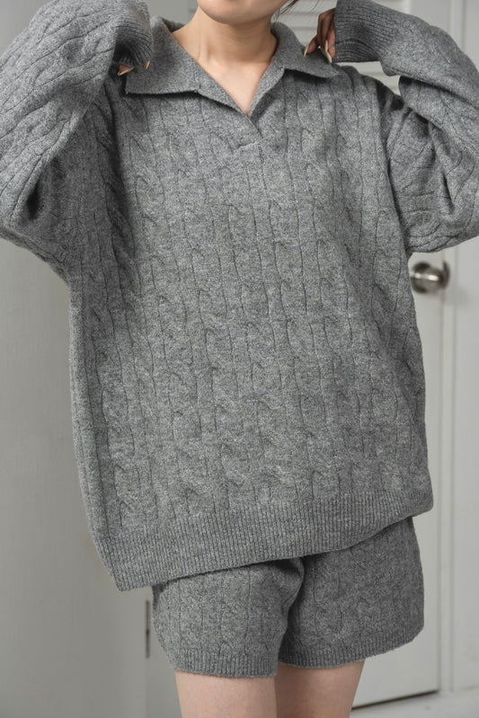 cable loose knit set up