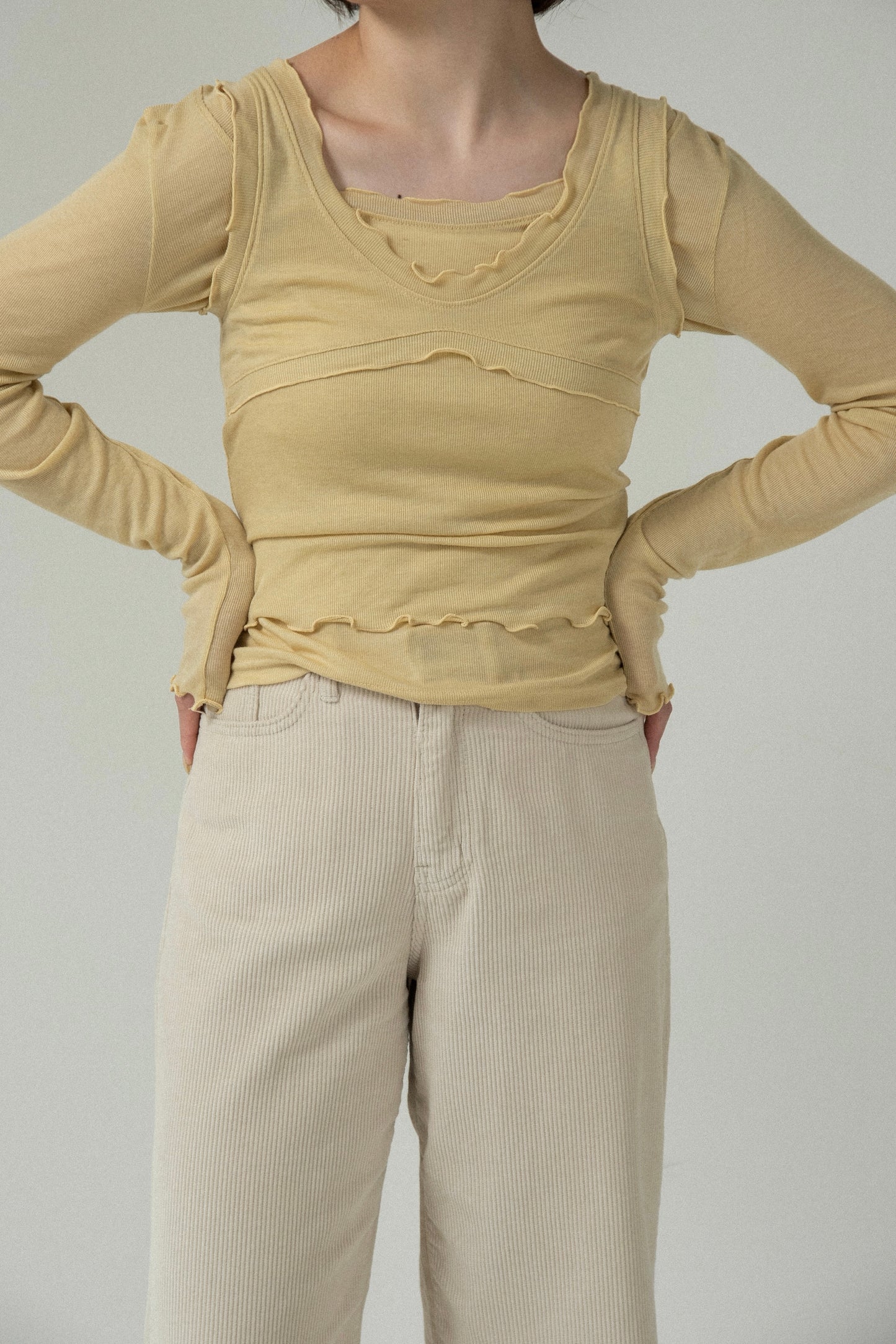 scoop neck mellow trim long sleeve t