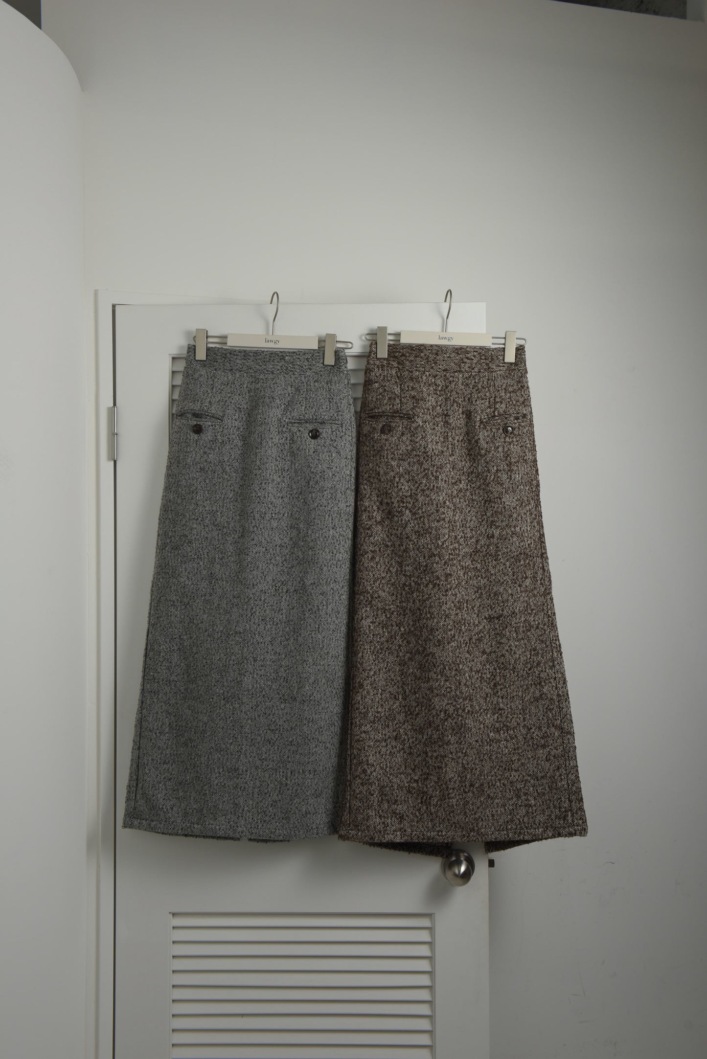 accent button tweed tight skirt