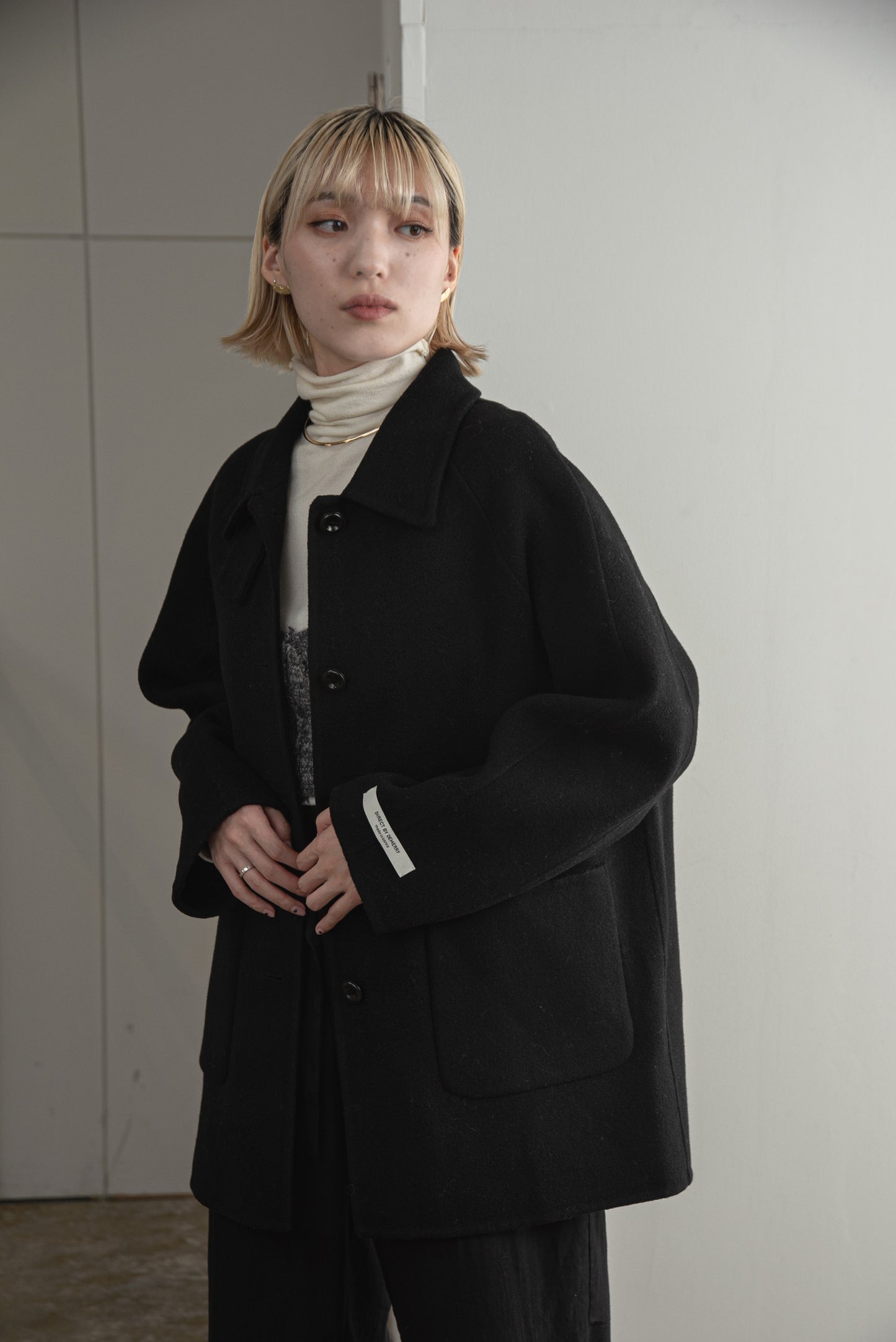 2way neck arrange handmade midi coat