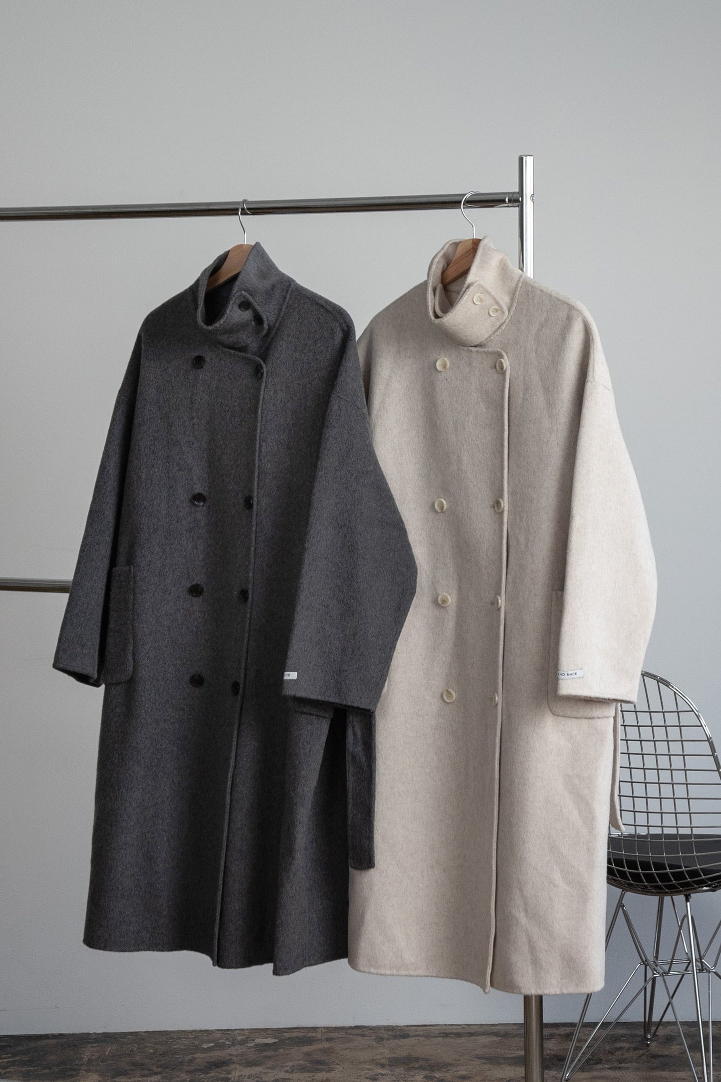 stand neck handmade coat