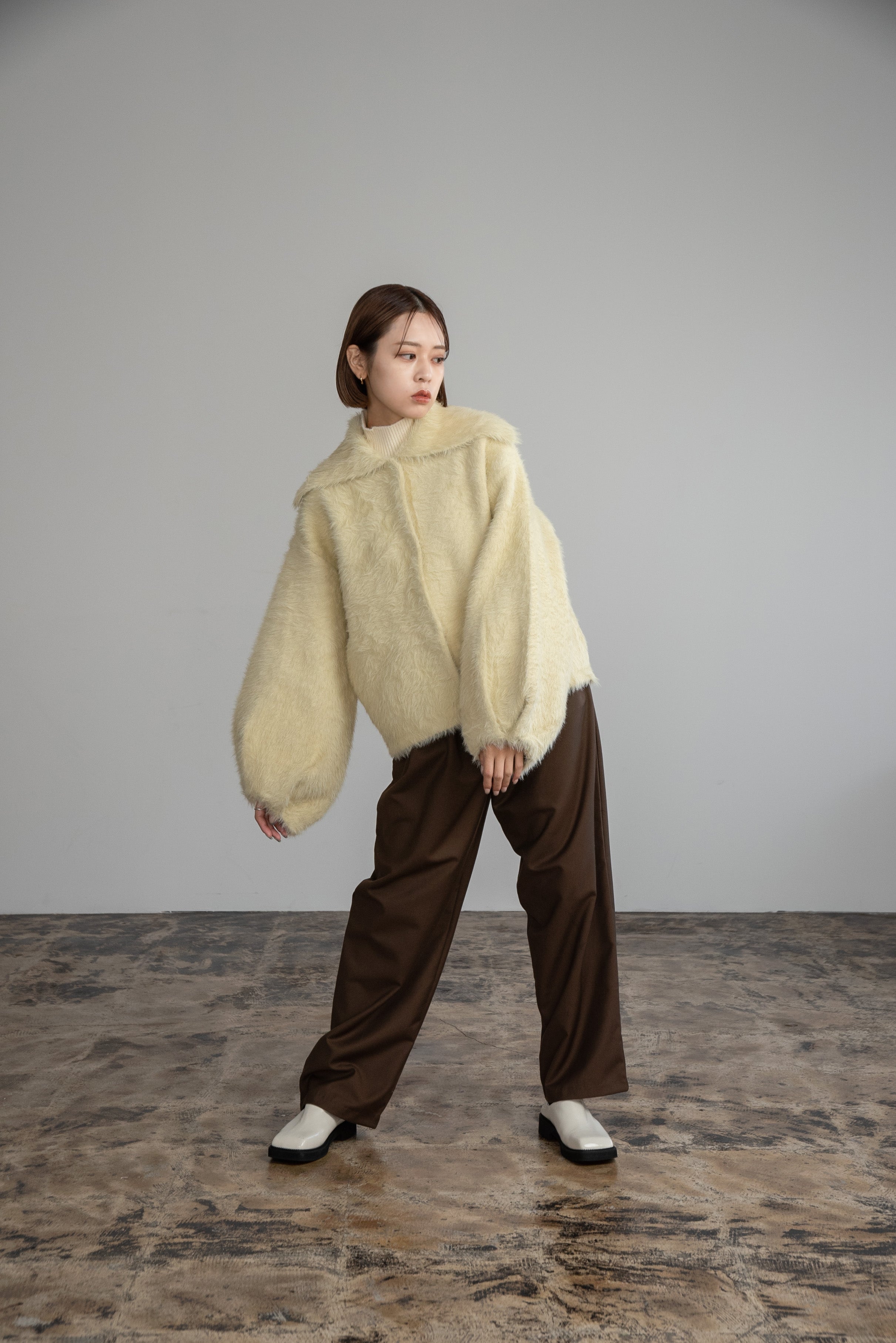 shaggy collar knit outer – eim online（エイム オンライン）