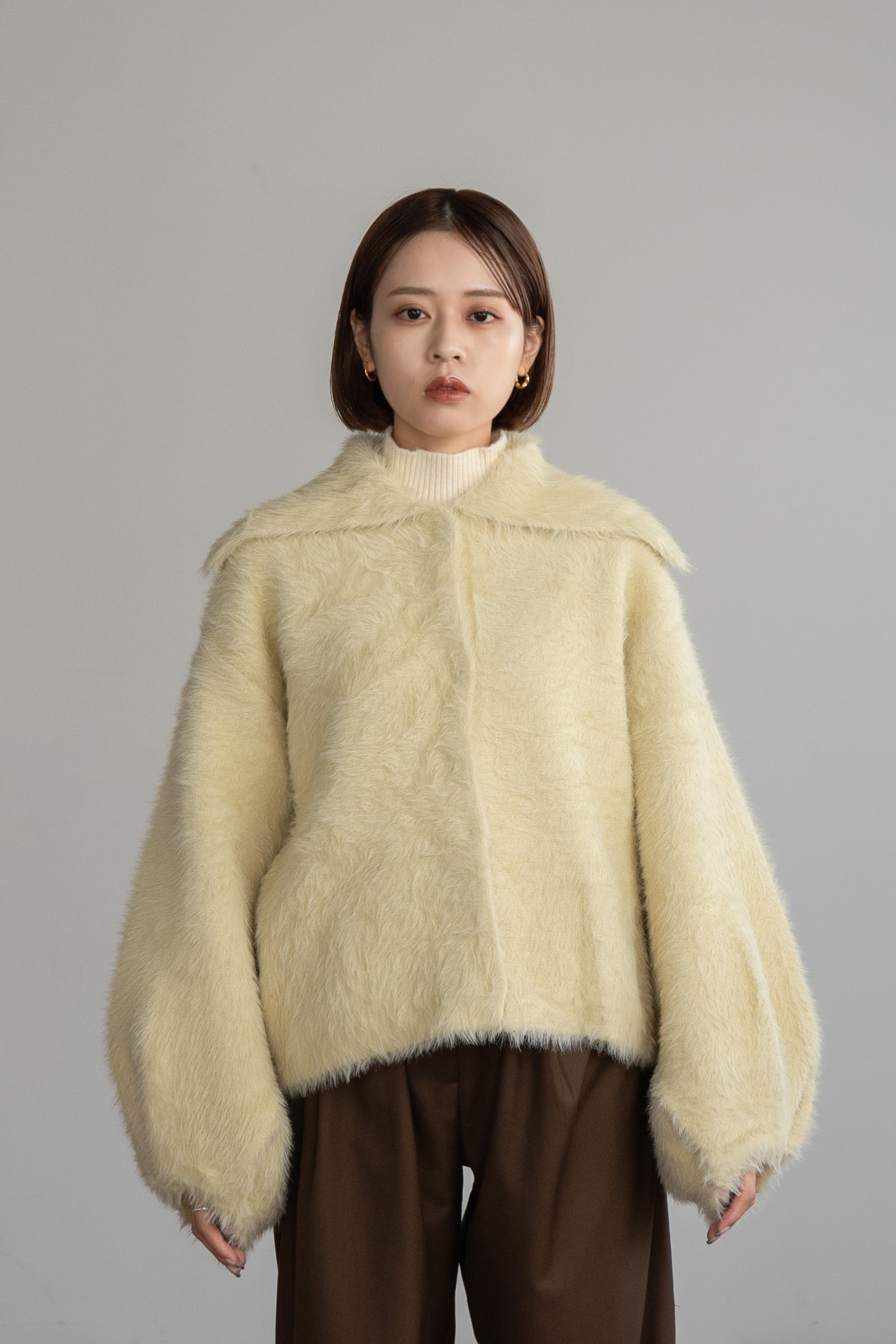 shaggy collar knit outer – eim online（エイム オンライン）