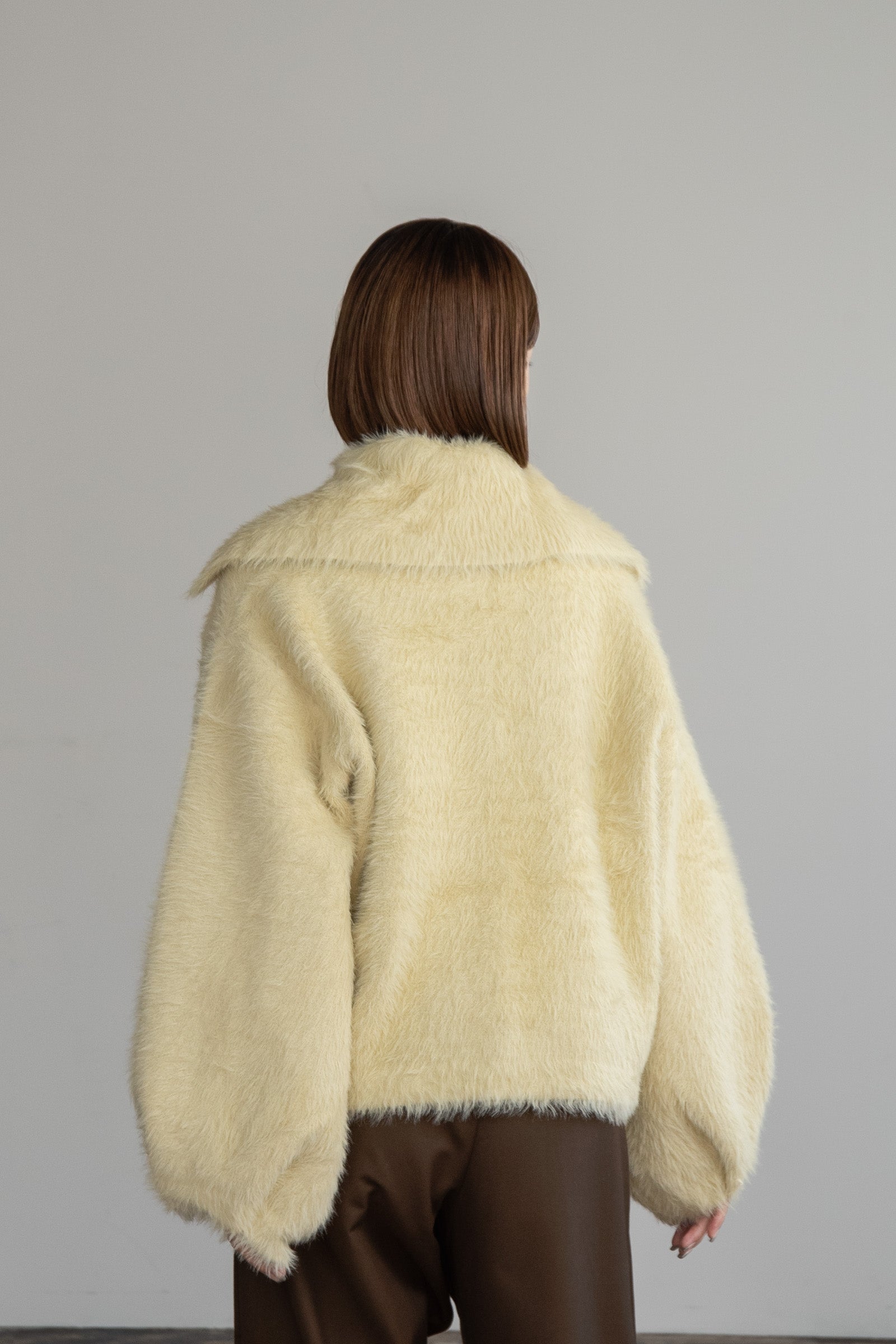 shaggy collar knit outer – eim online（エイム オンライン）