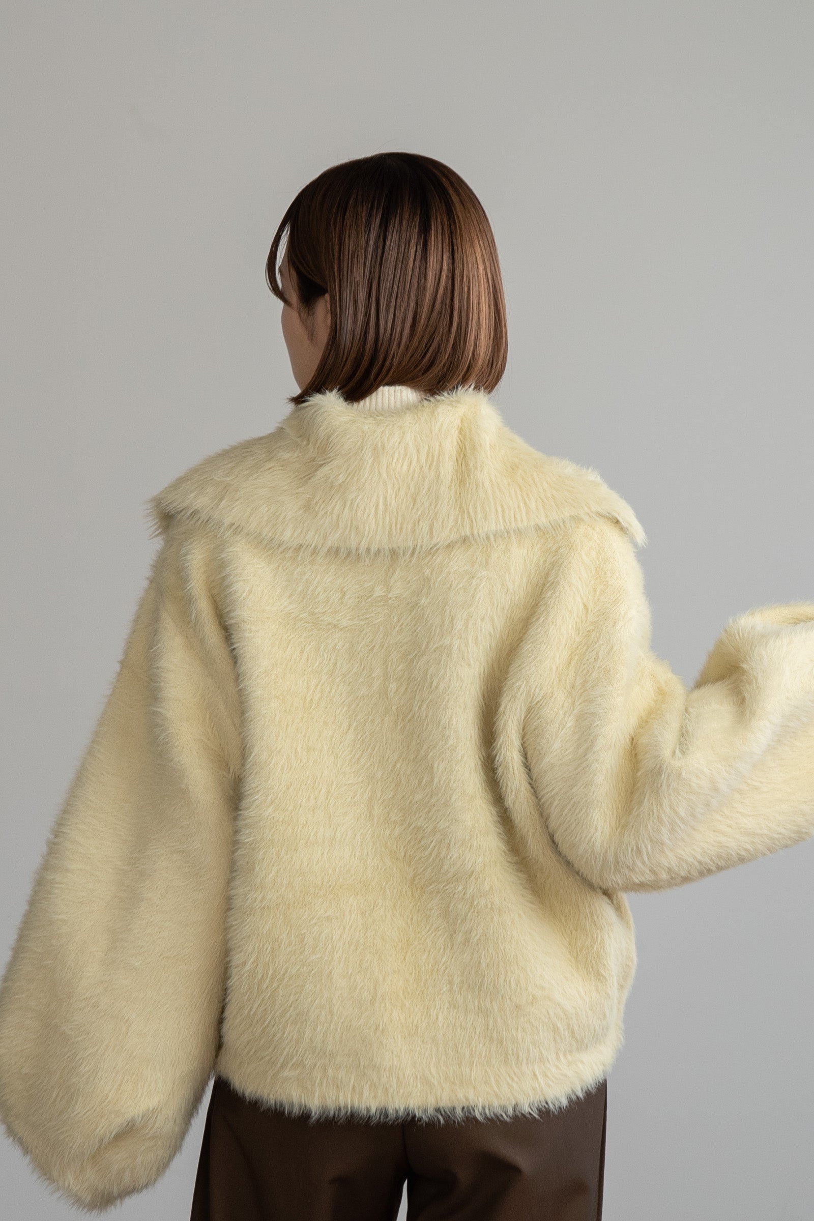 shaggy collar knit outer – eim online（エイム オンライン）