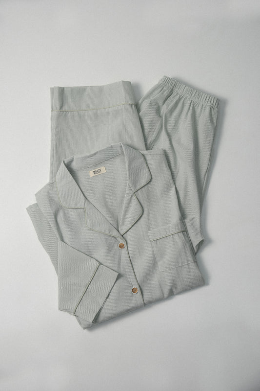 cotton stripe piping room wear set