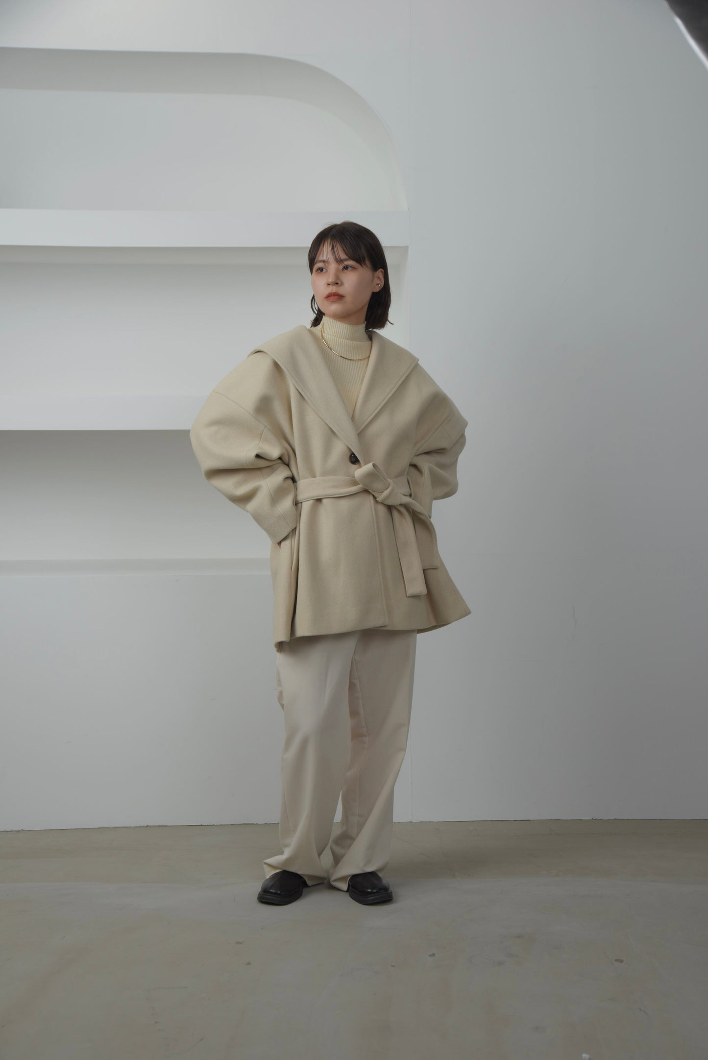 sailor collar midi coat