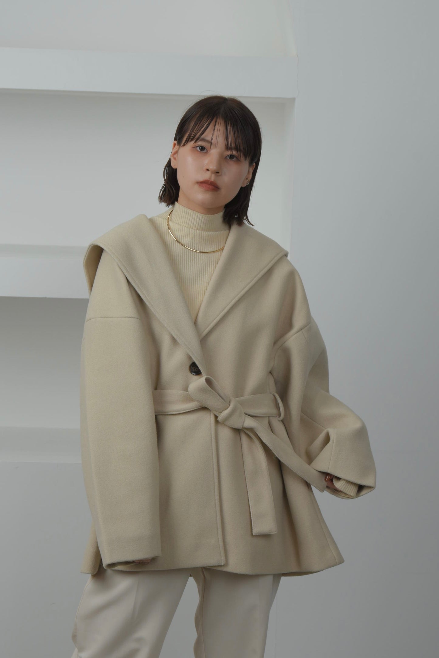 sailor collar midi coat