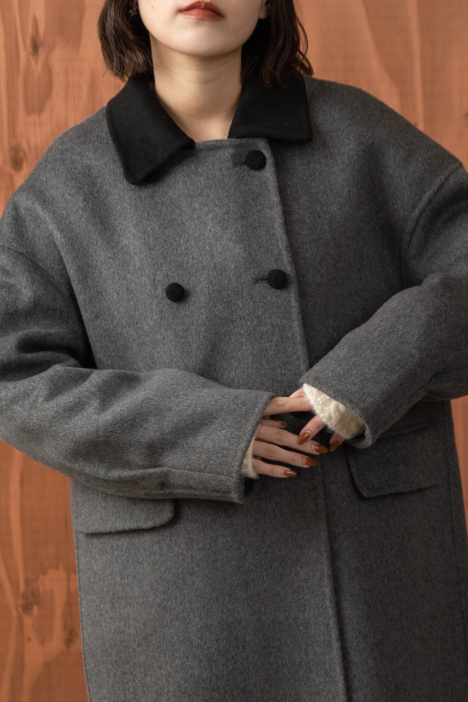 bicolor handmade long coat – eim online（エイム オンライン）