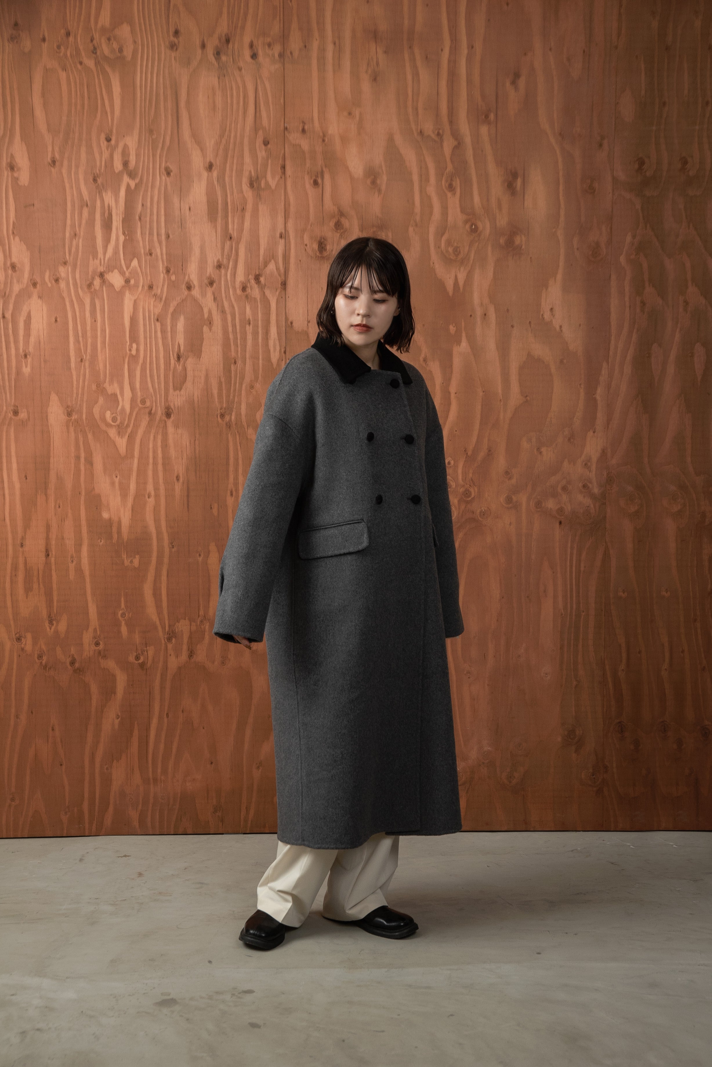 bicolor handmade long coat – eim online（エイム オンライン）