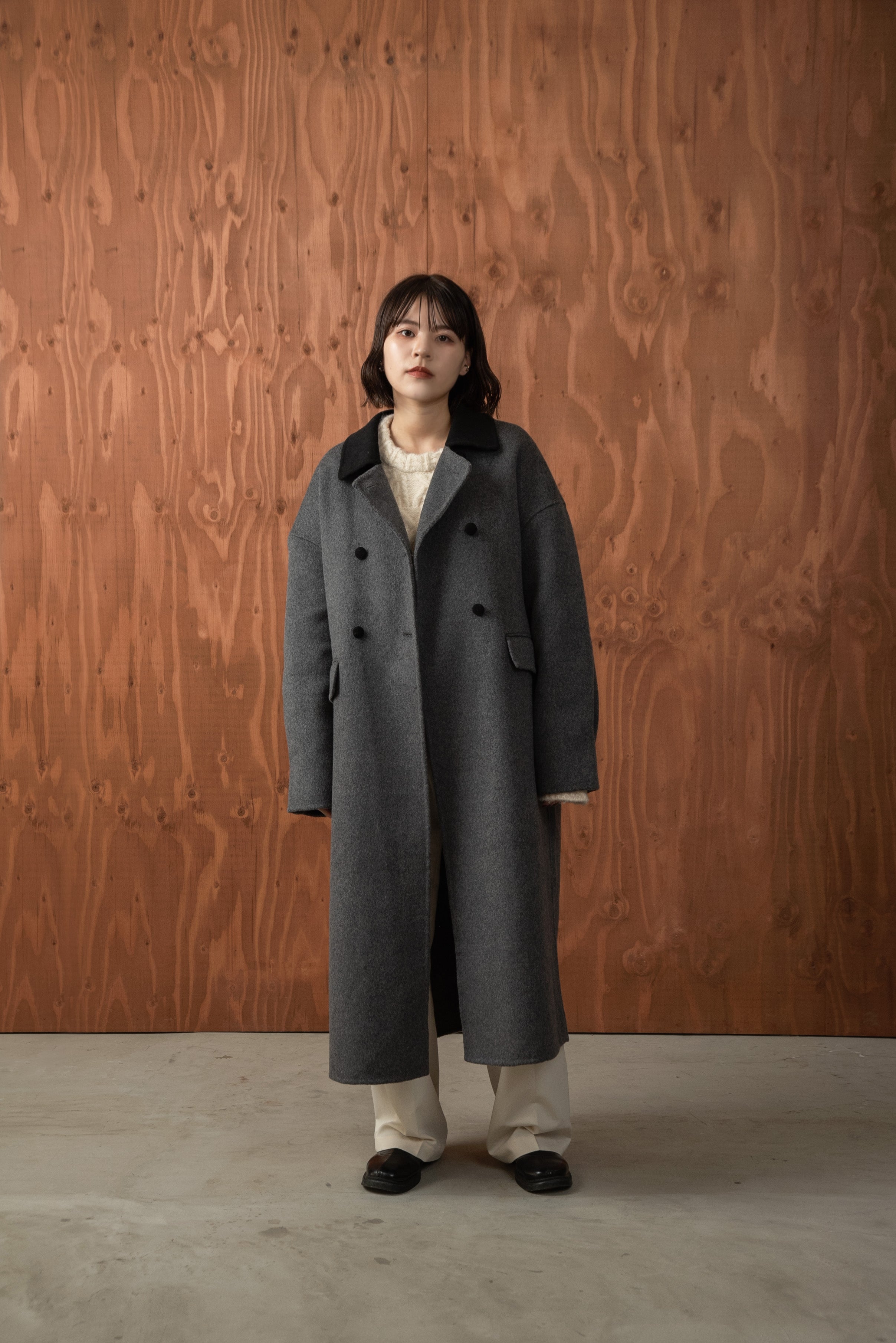 bicolor handmade long coat – eim online（エイム オンライン）