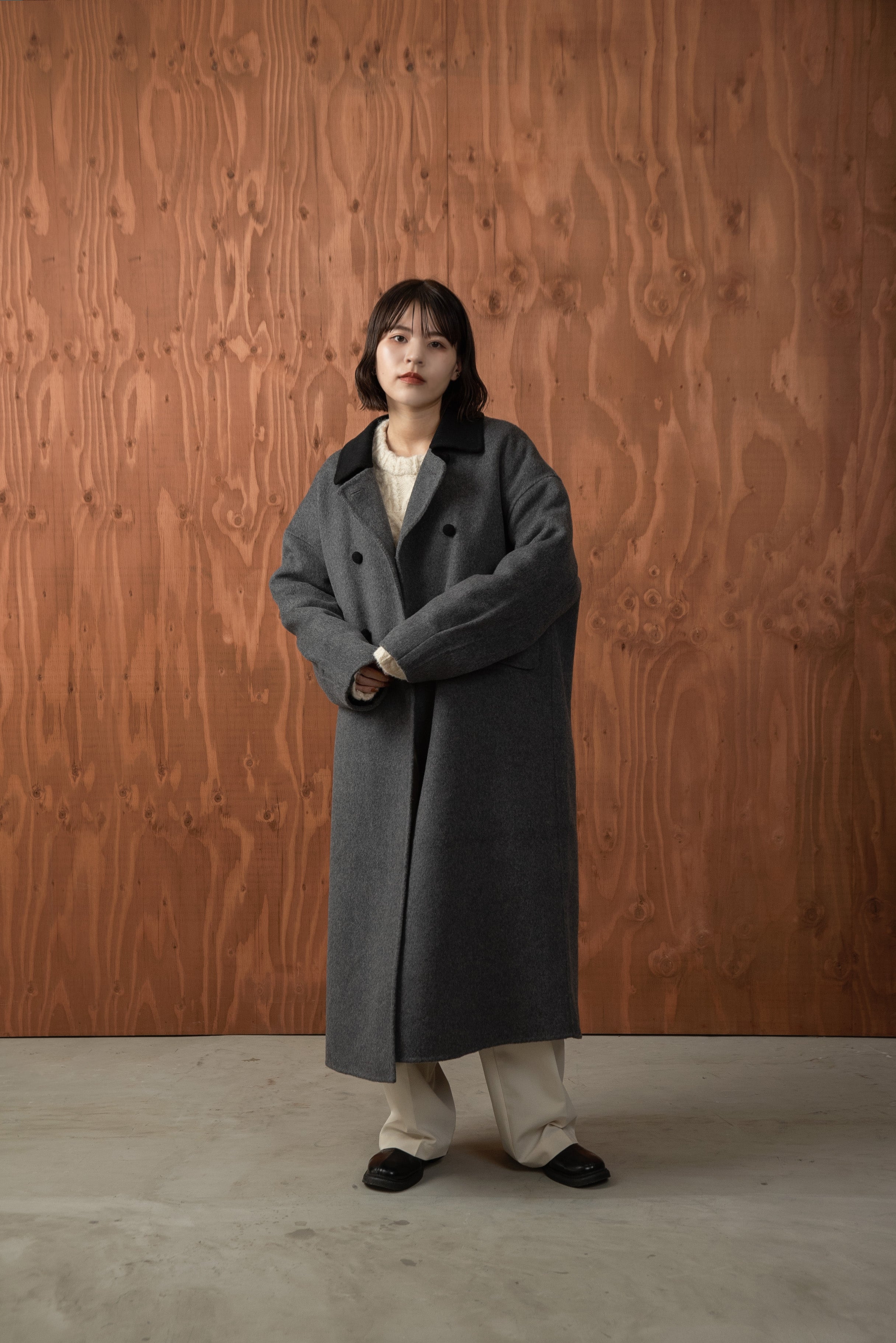 bicolor handmade long coat – eim online（エイム オンライン）