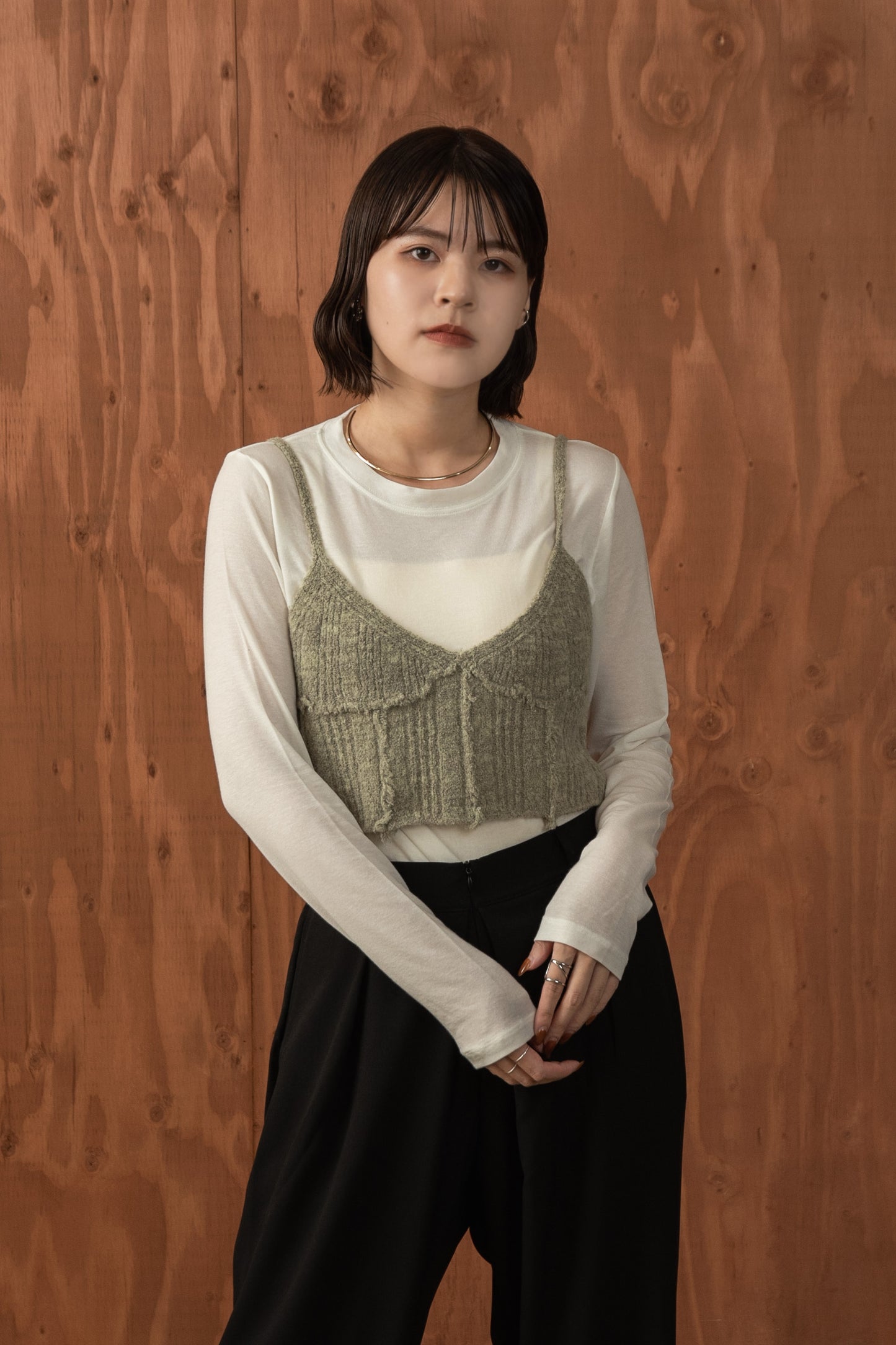 melange design knit bustier