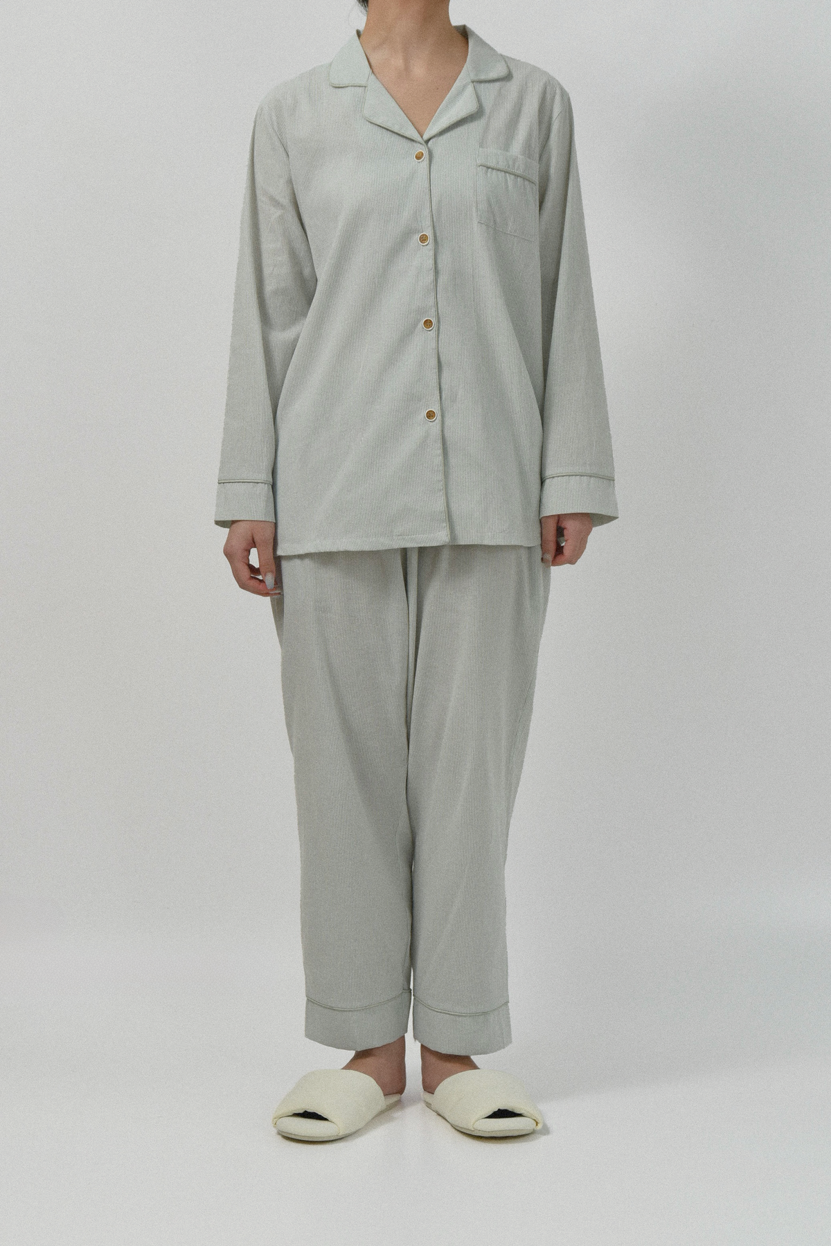 cotton stripe piping room wear set