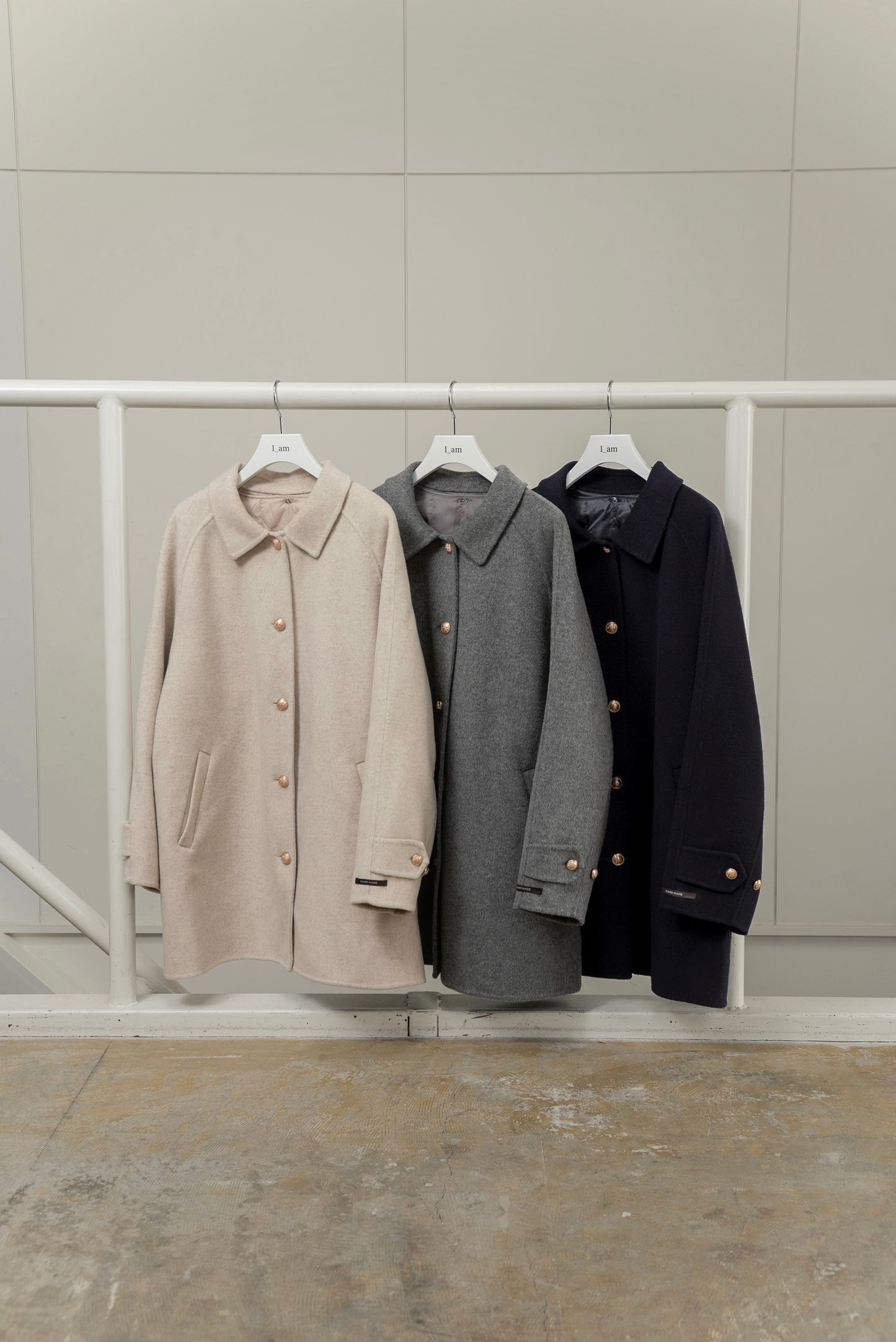 handmade college button wool coat