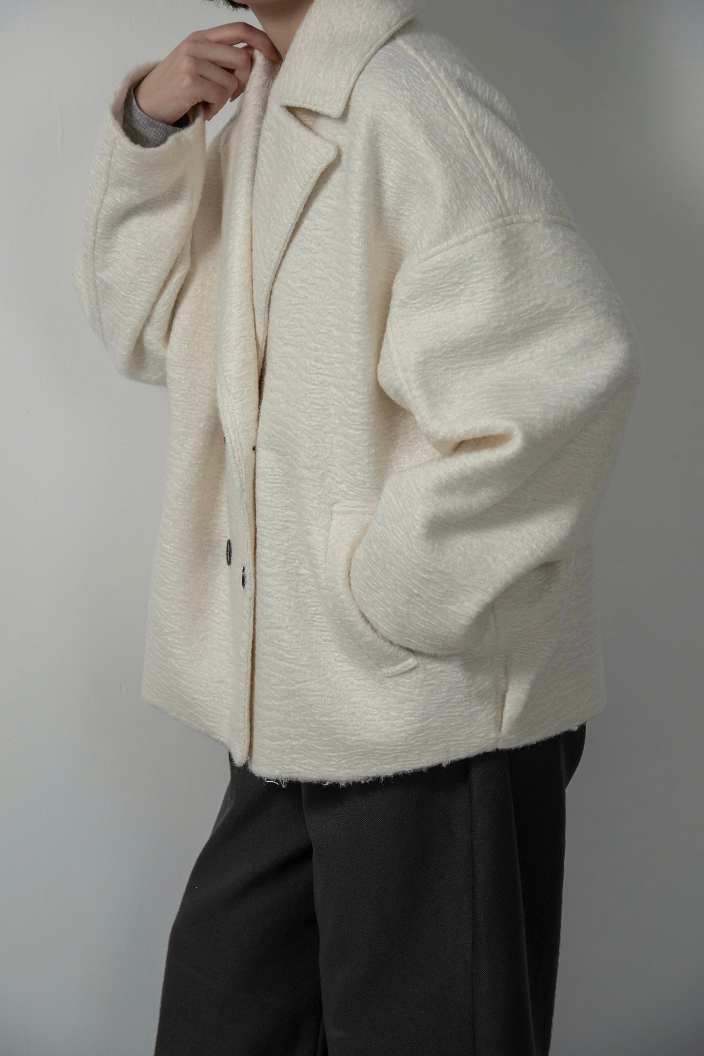 point collar double button cocoon midi coat – eim online（エイム