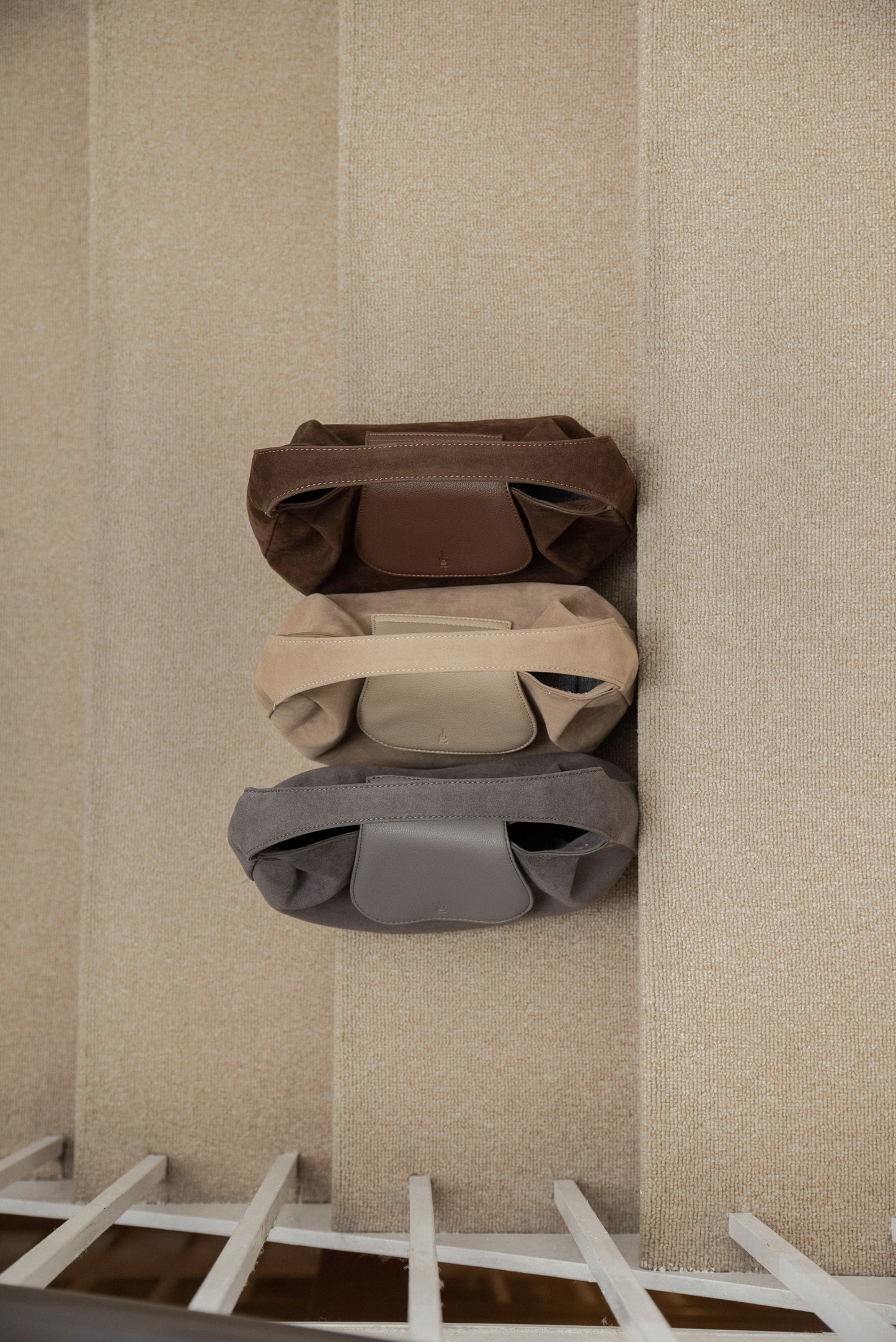 brushed material flap point bag