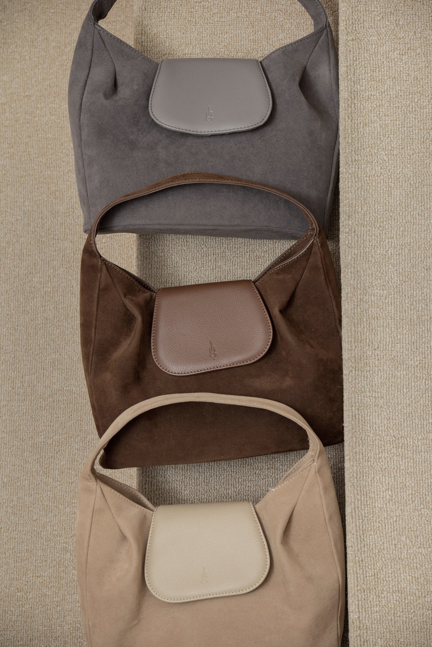 brushed material flap point bag