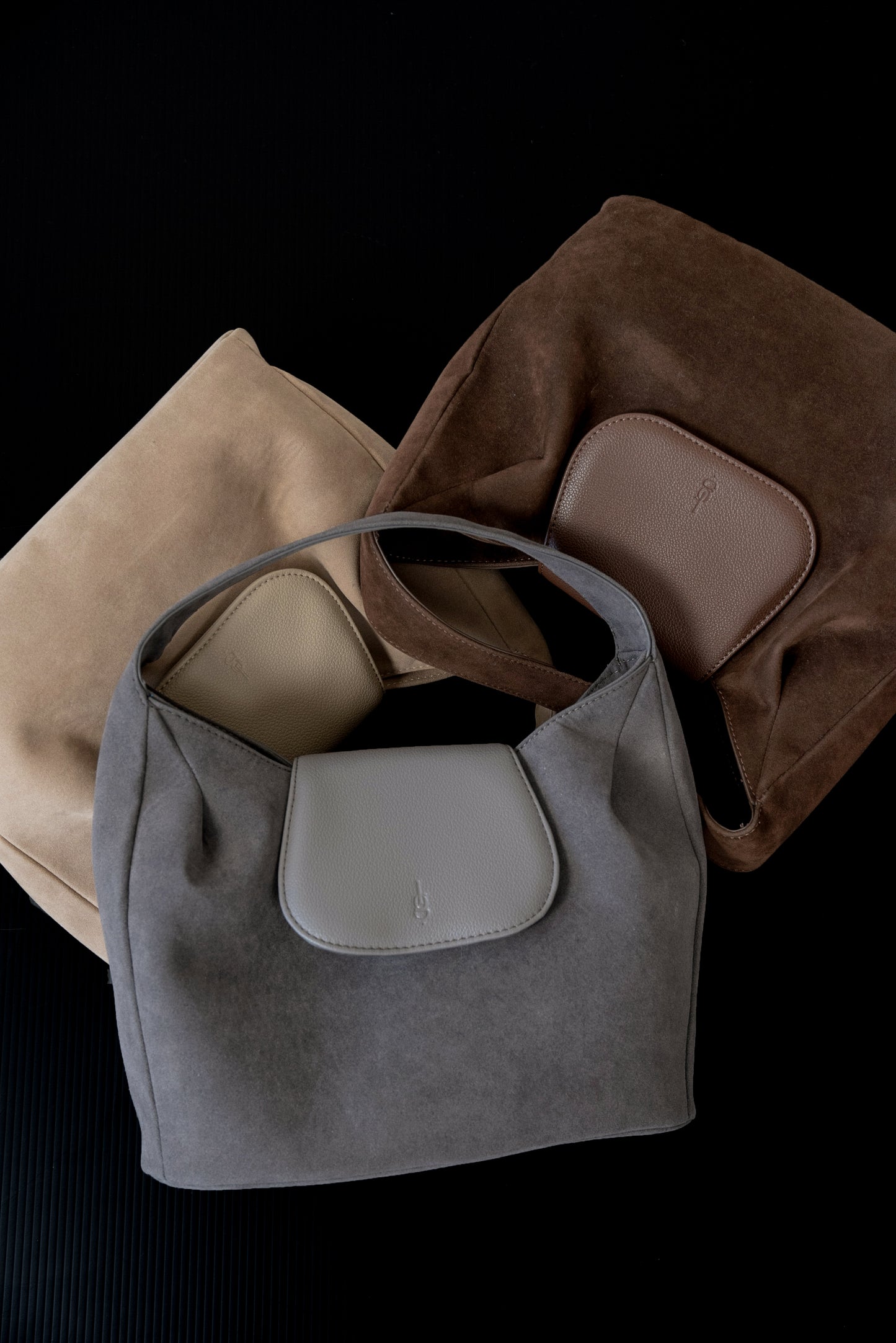 brushed material flap point bag