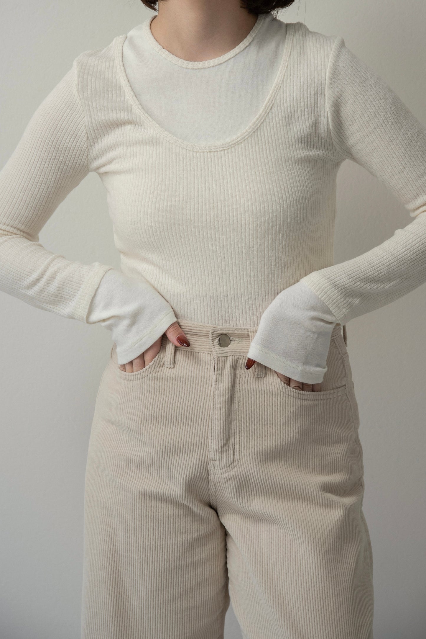 crew neck like layered pattern tops