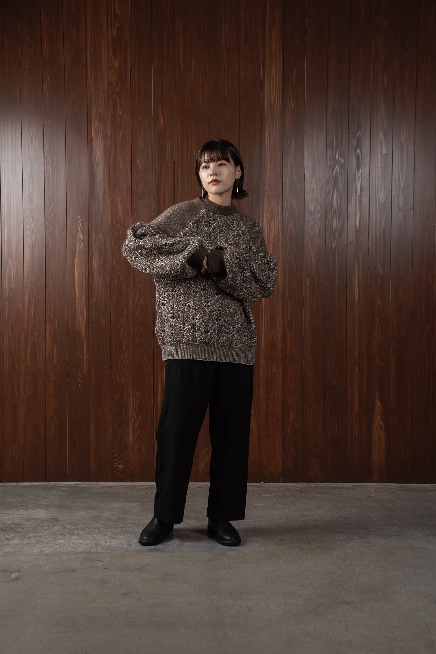 openwork mix volume knit