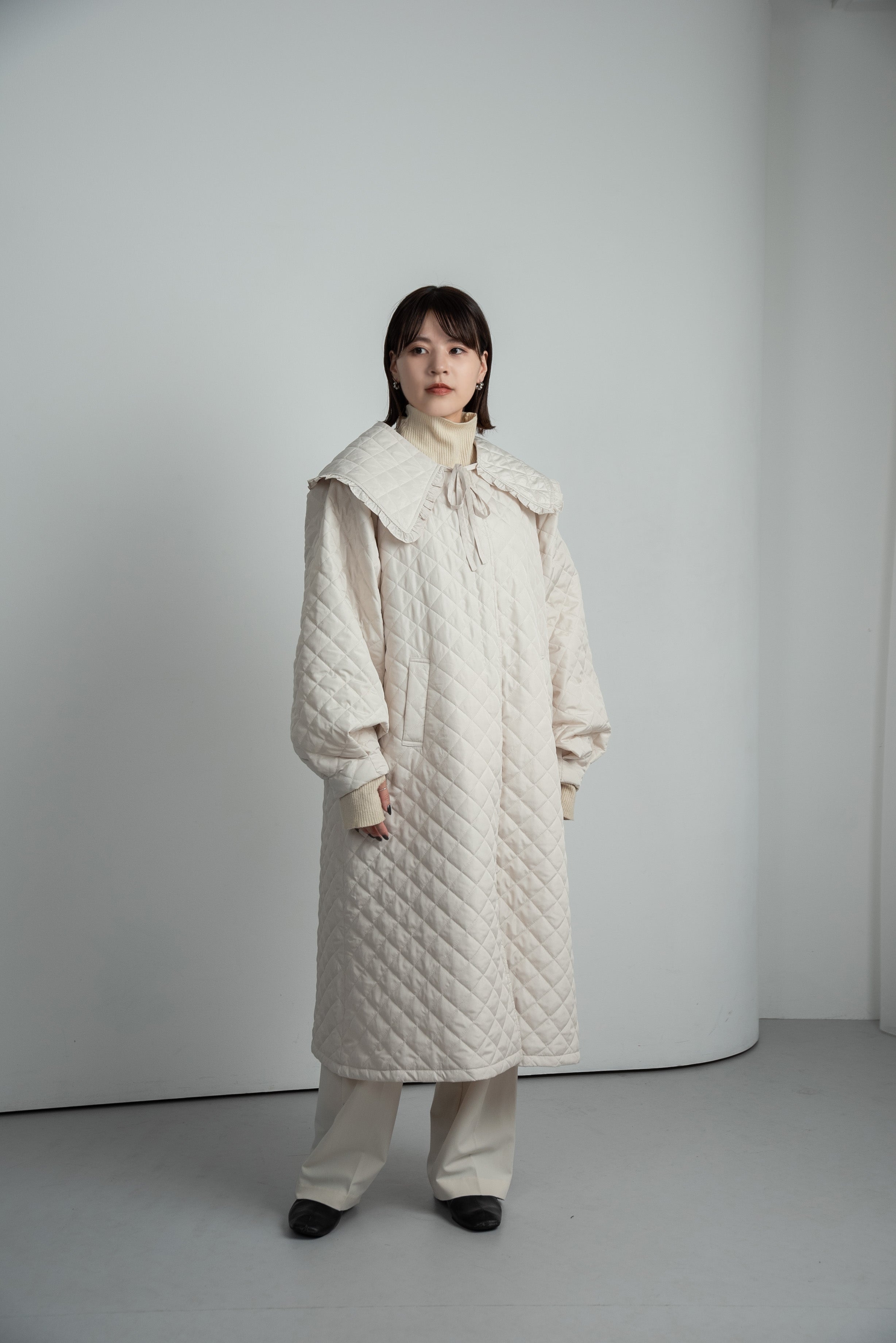 quilting big collar long coat – eim online（エイム オンライン）