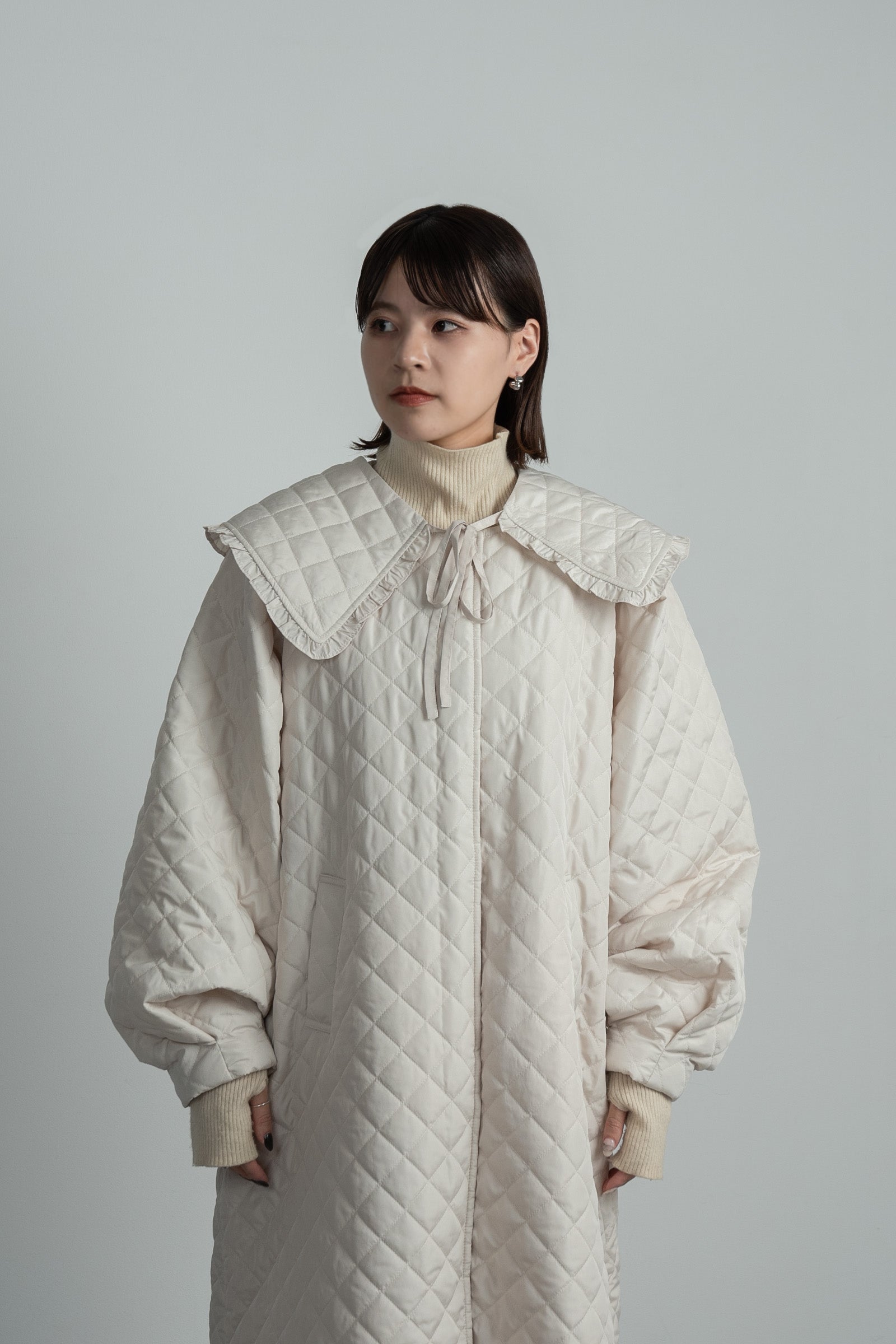 quilting big collar long coat – eim online（エイム オンライン）