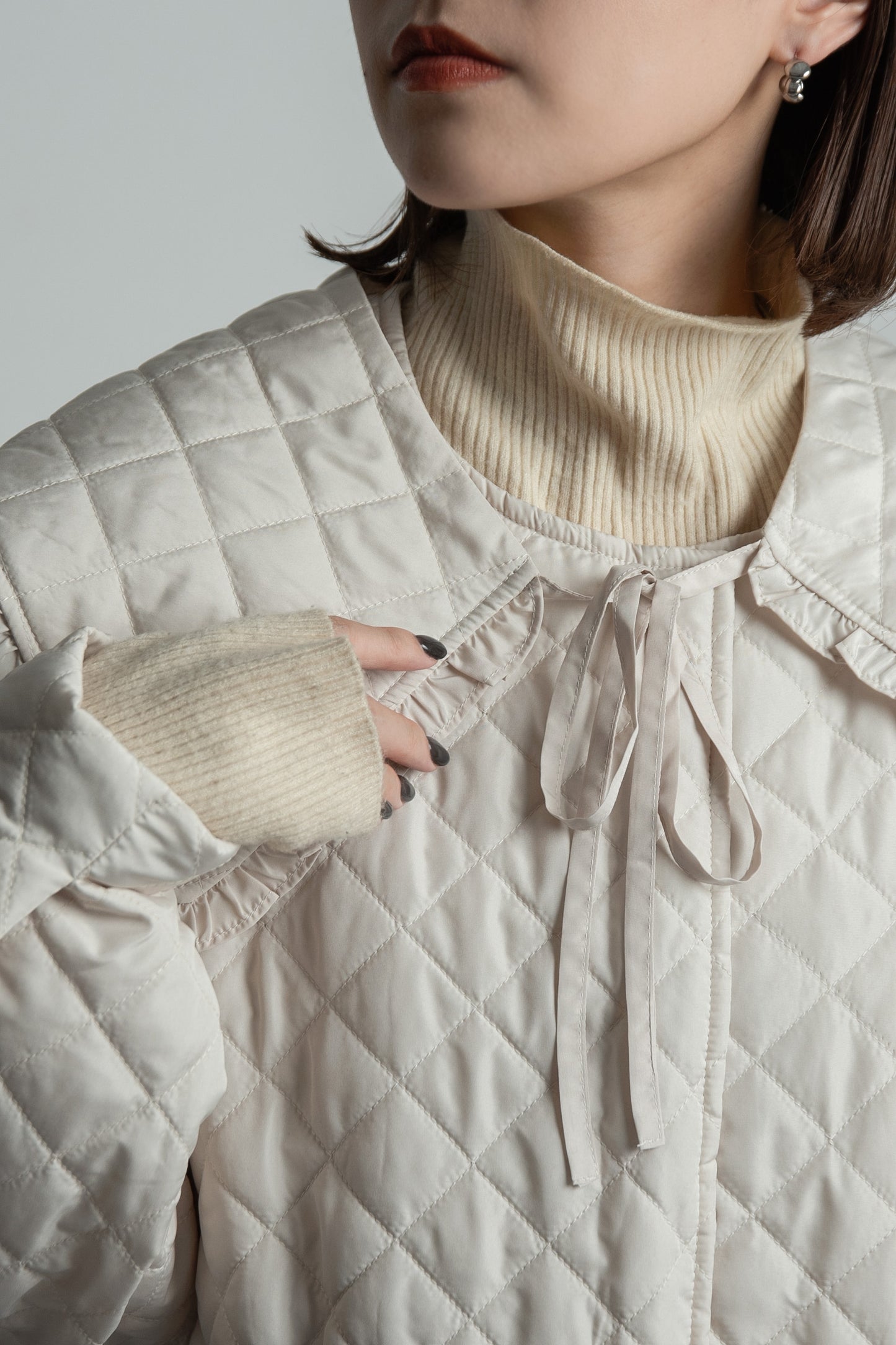 quilting big collar long coat