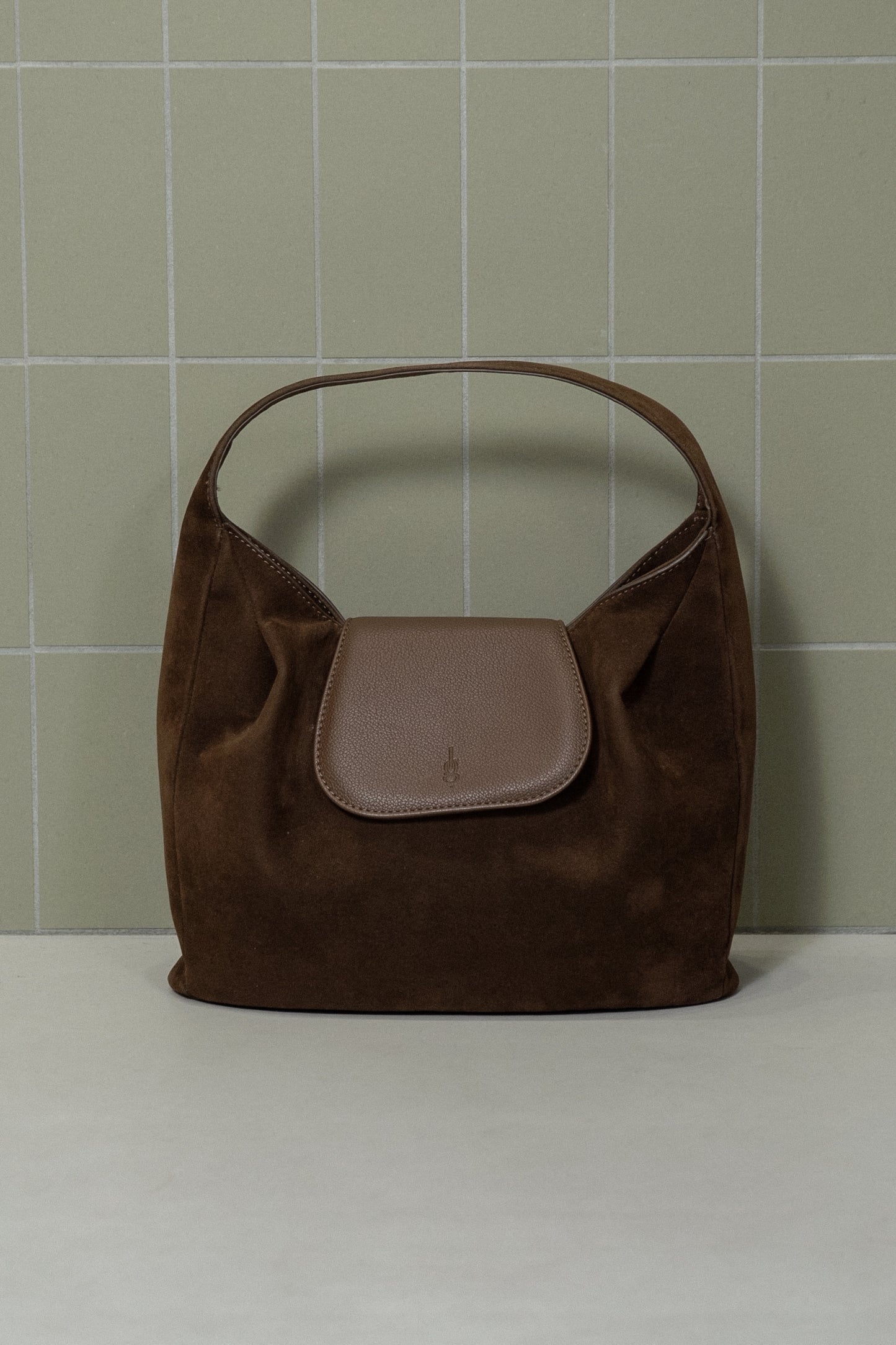 brushed material flap point bag