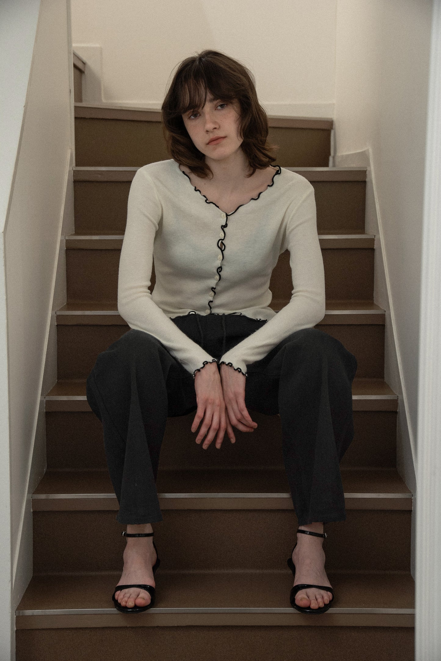 bi color mellow tie cardigan