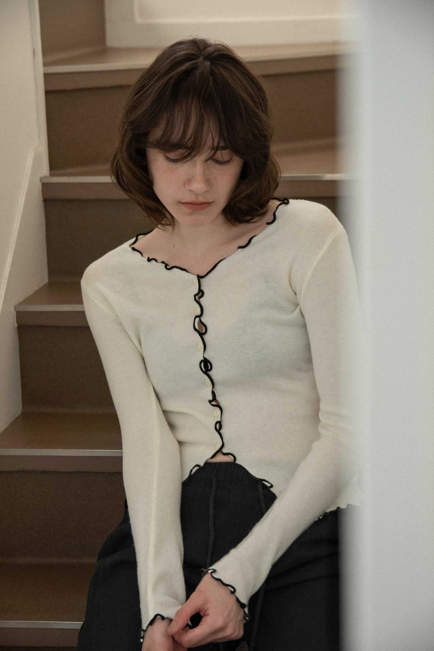 bi color mellow tie cardigan