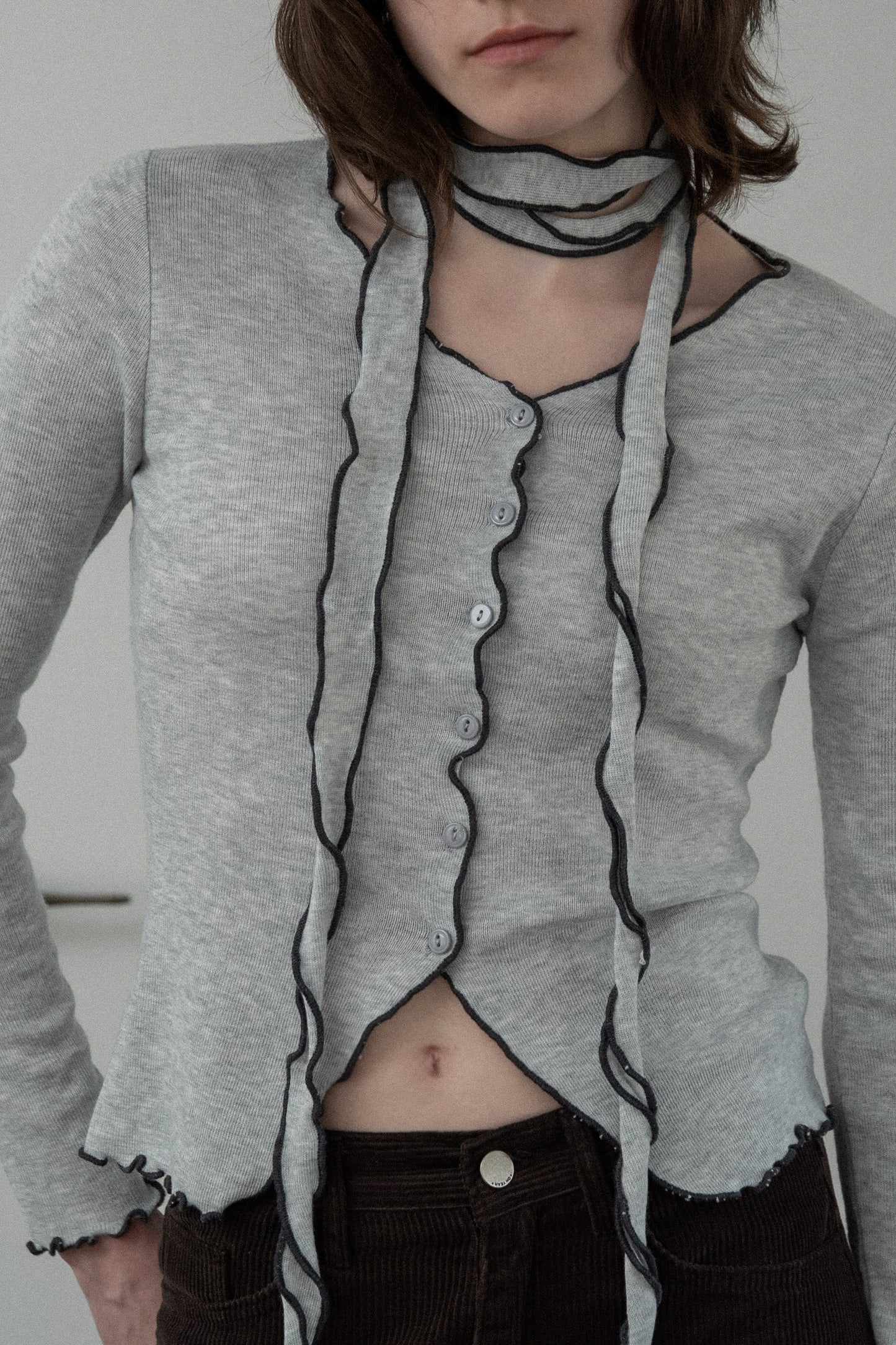 bi color mellow tie cardigan