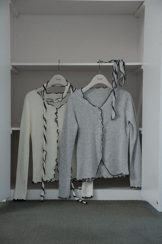 bi color mellow tie cardigan