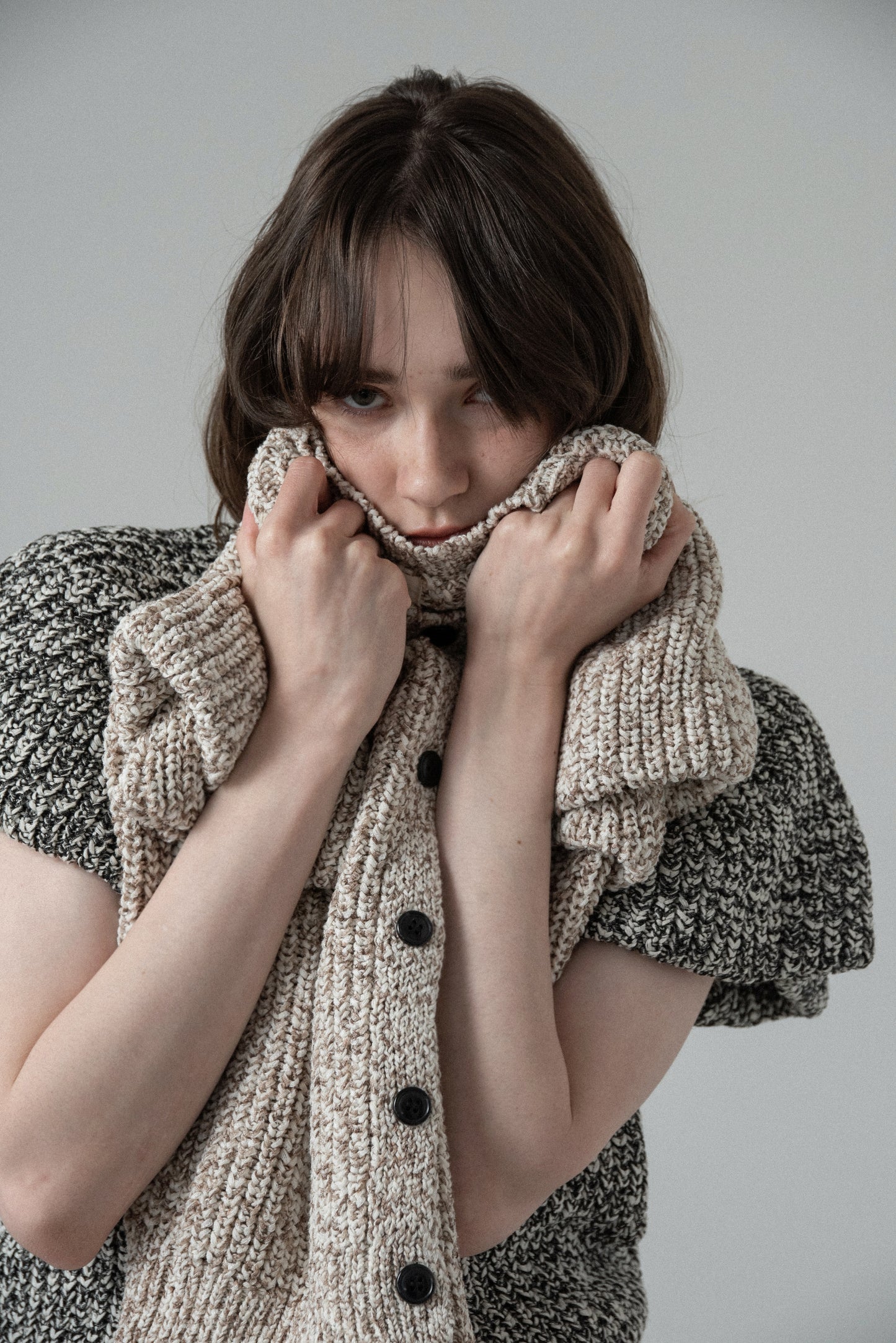 mini balloon sleeve mix knit