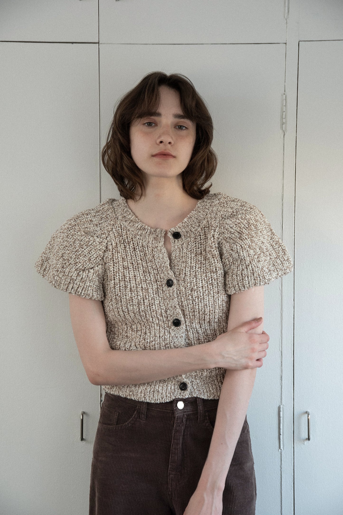 mini balloon sleeve mix knit