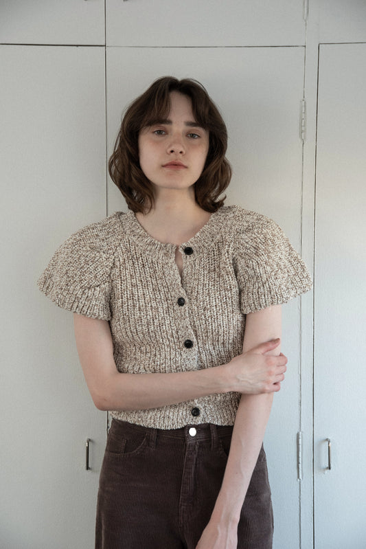 mini balloon sleeve mix knit