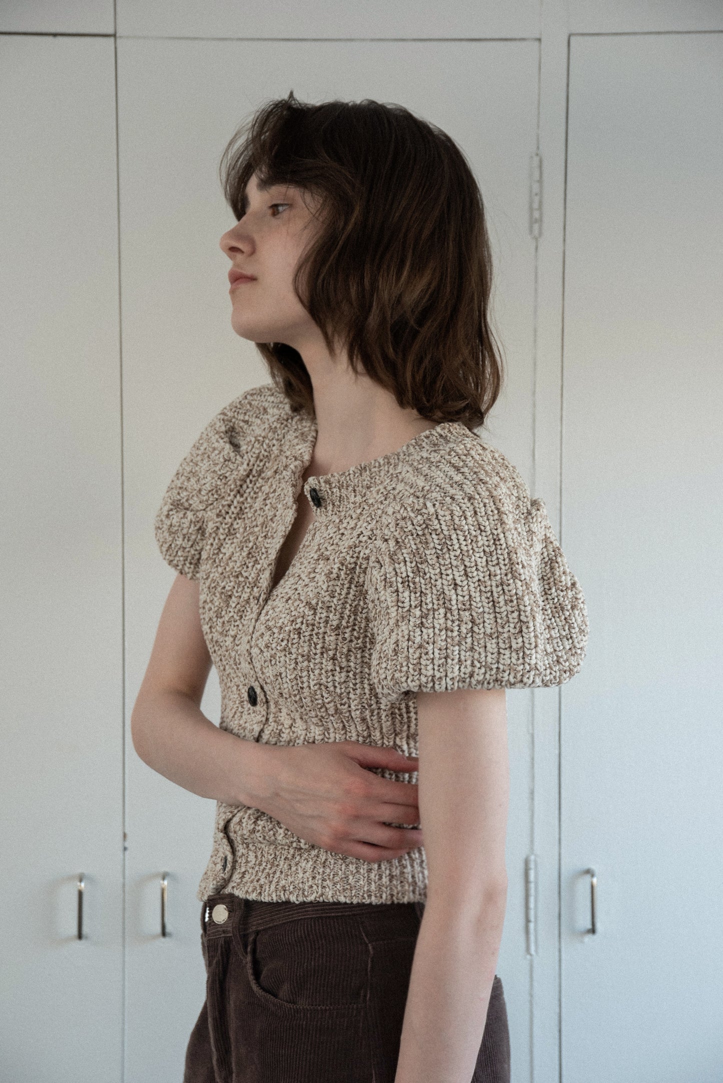 mini balloon sleeve mix knit