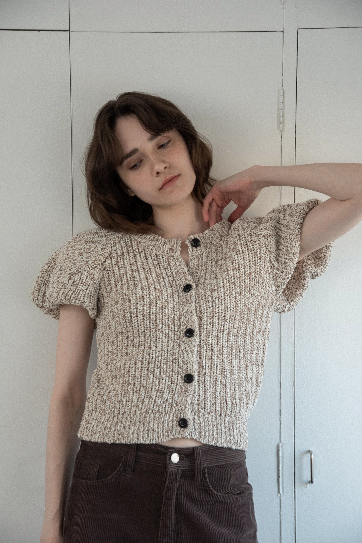 mini balloon sleeve mix knit