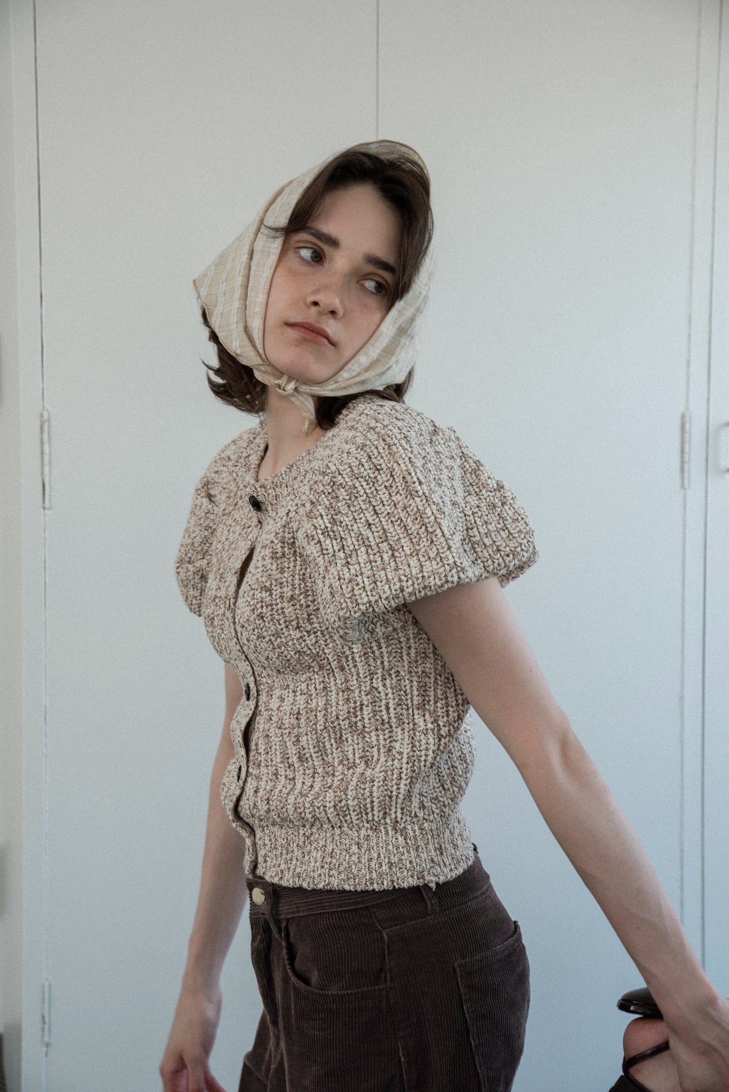 mini balloon sleeve mix knit