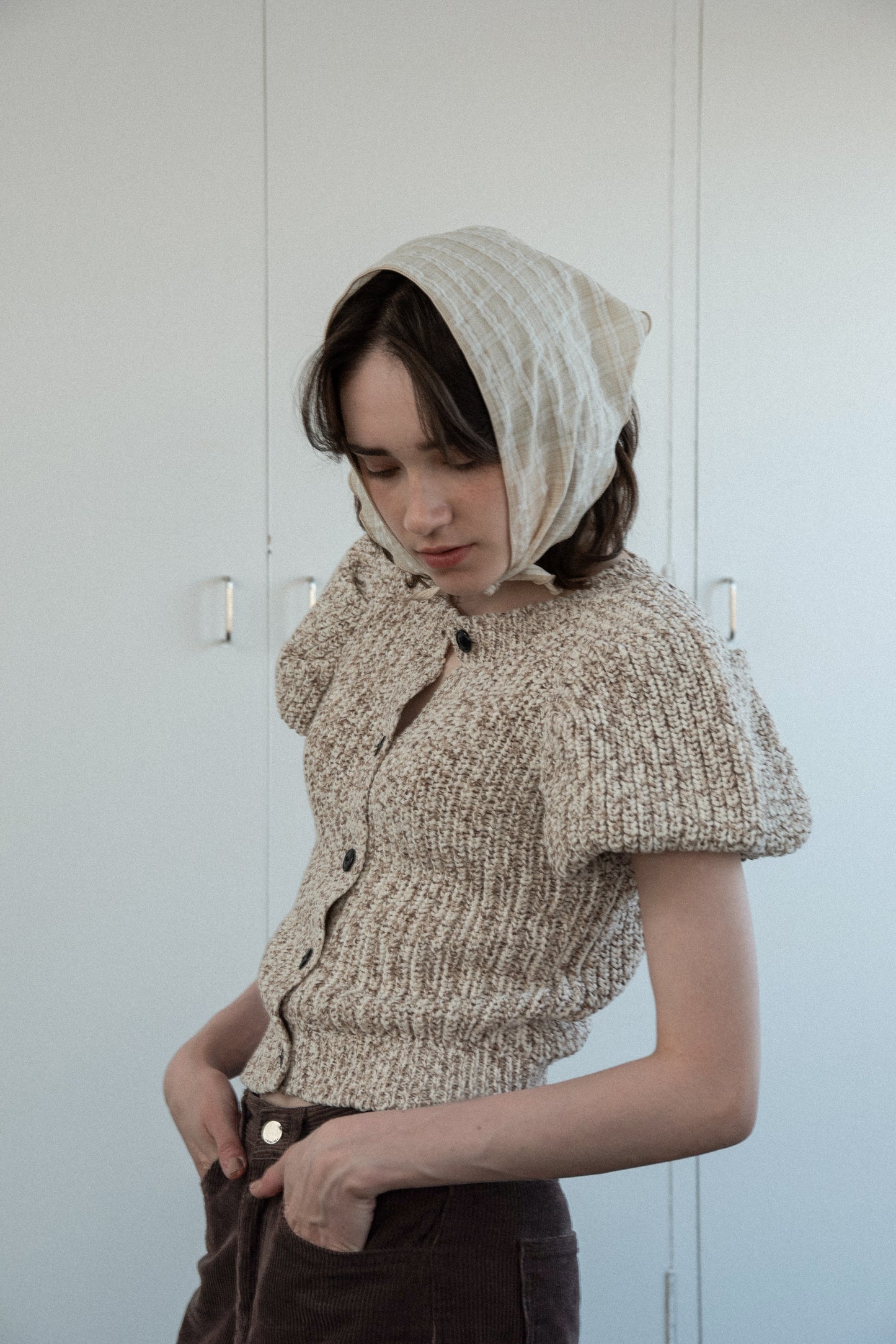 mini balloon sleeve mix knit