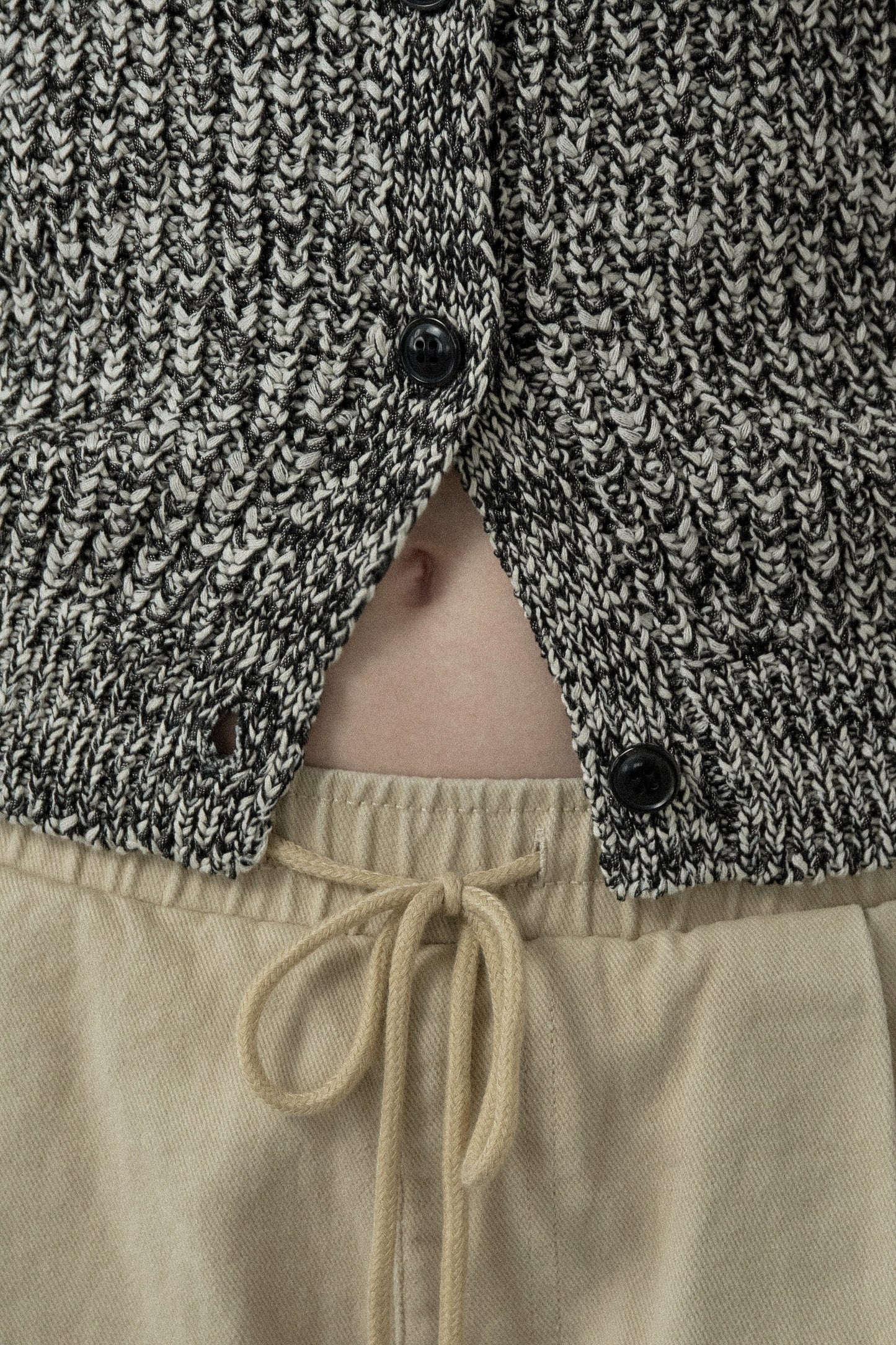 cotton twill drawstring straight pants