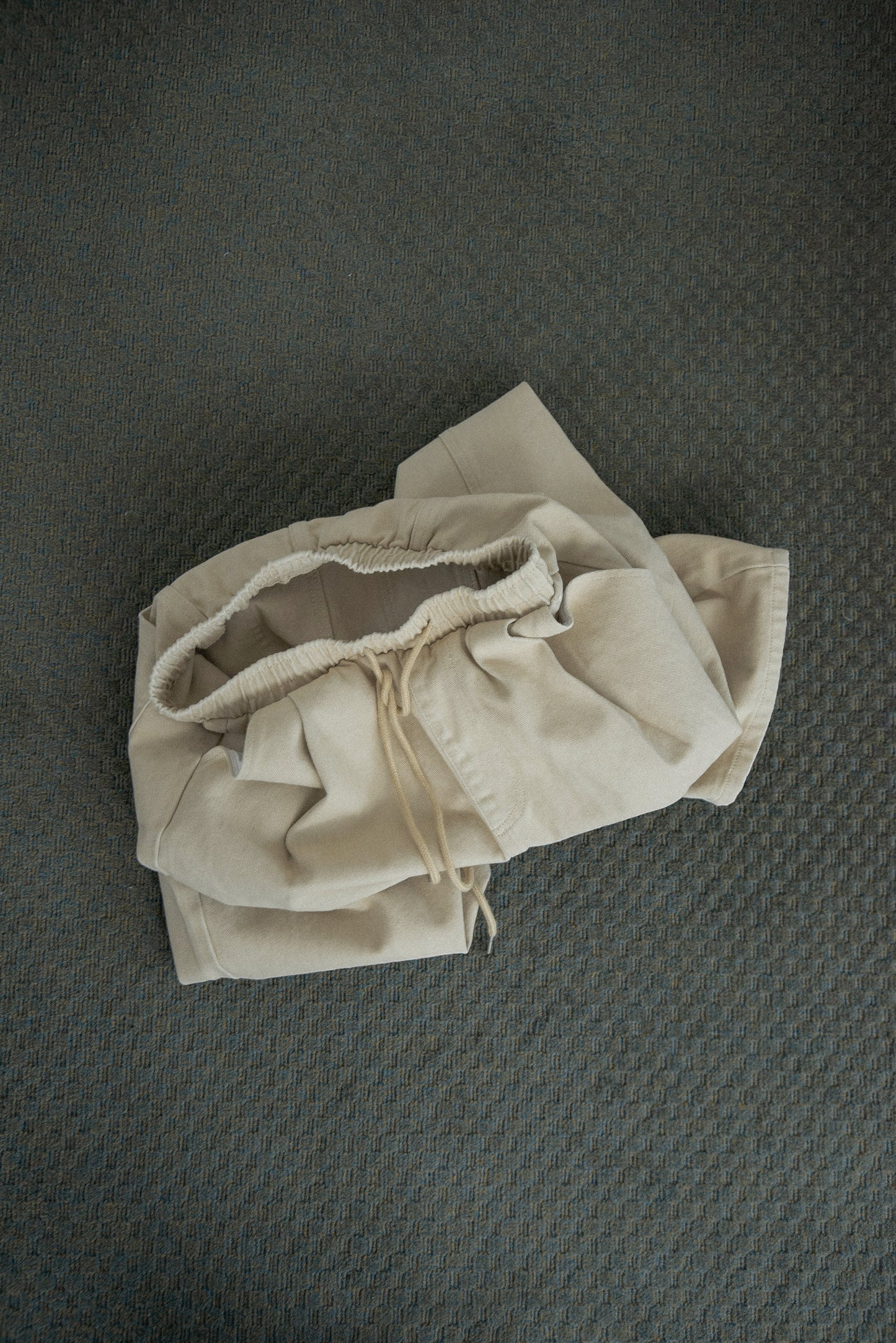 cotton twill drawstring straight pants