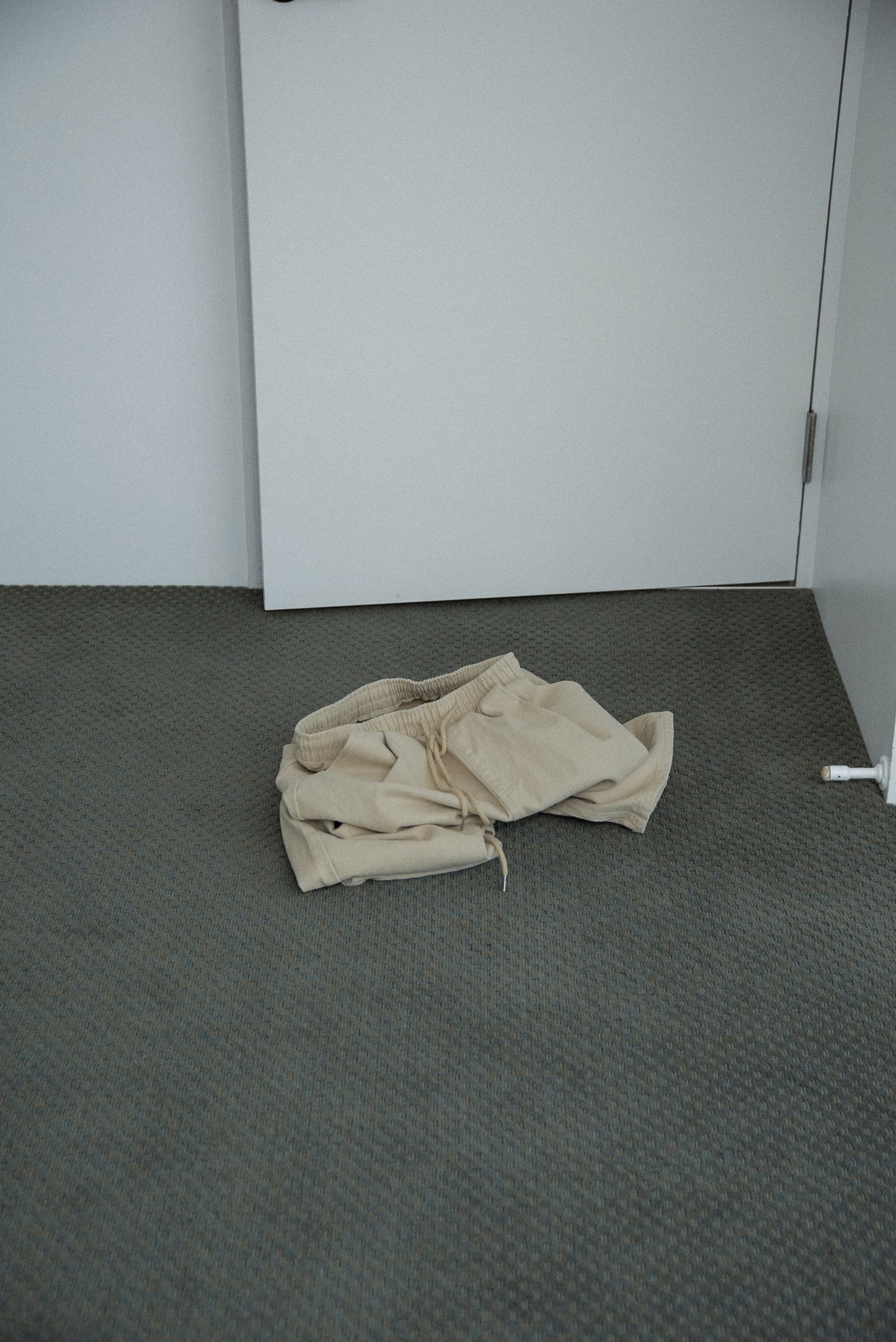 cotton twill drawstring straight pants