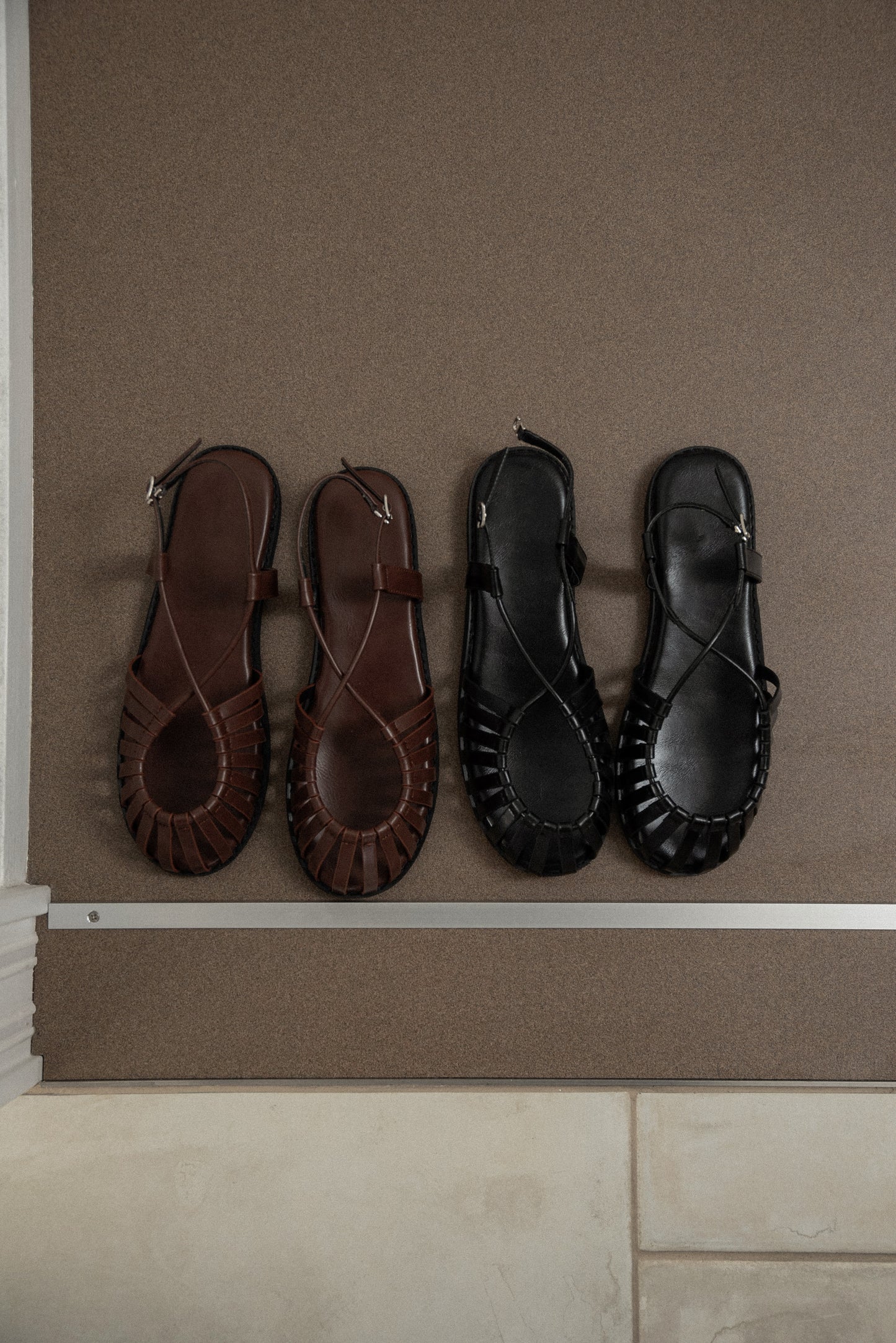 cross strap braided sandal