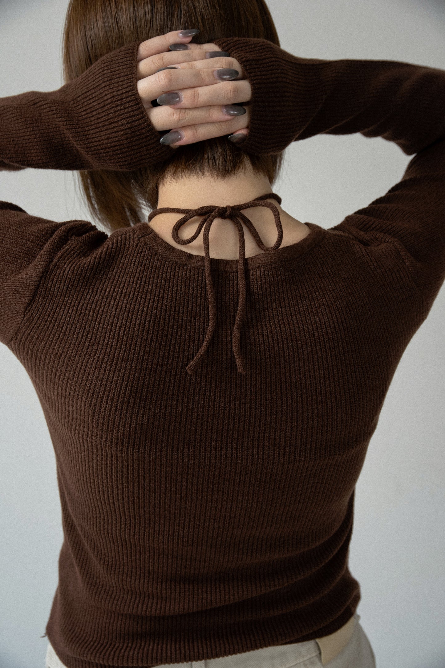 halter neck strap layer like knit