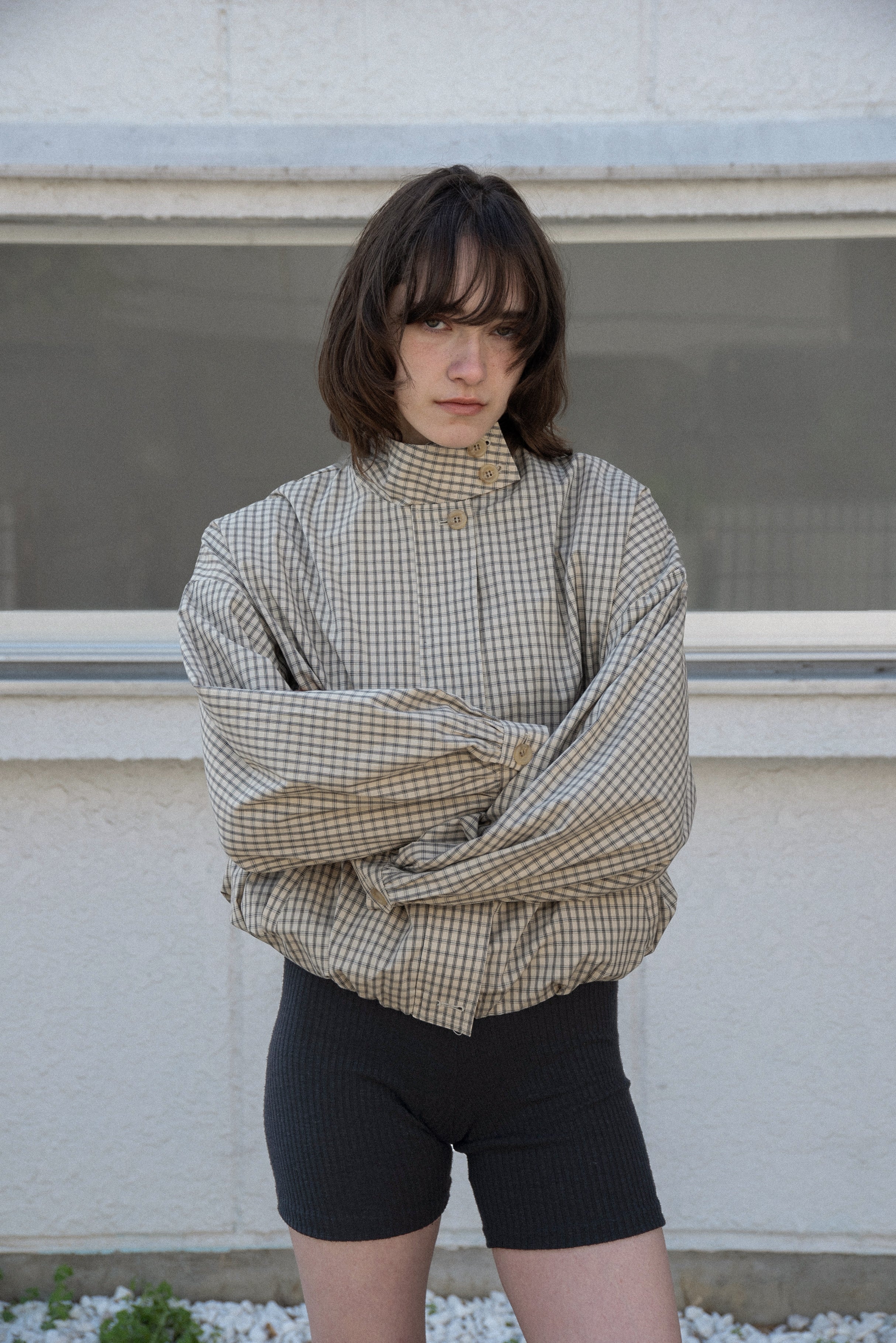 ジャケット・アウター lawgy check stand collar blouson check stand collar blouson / チェックスタンドカラーブルゾン