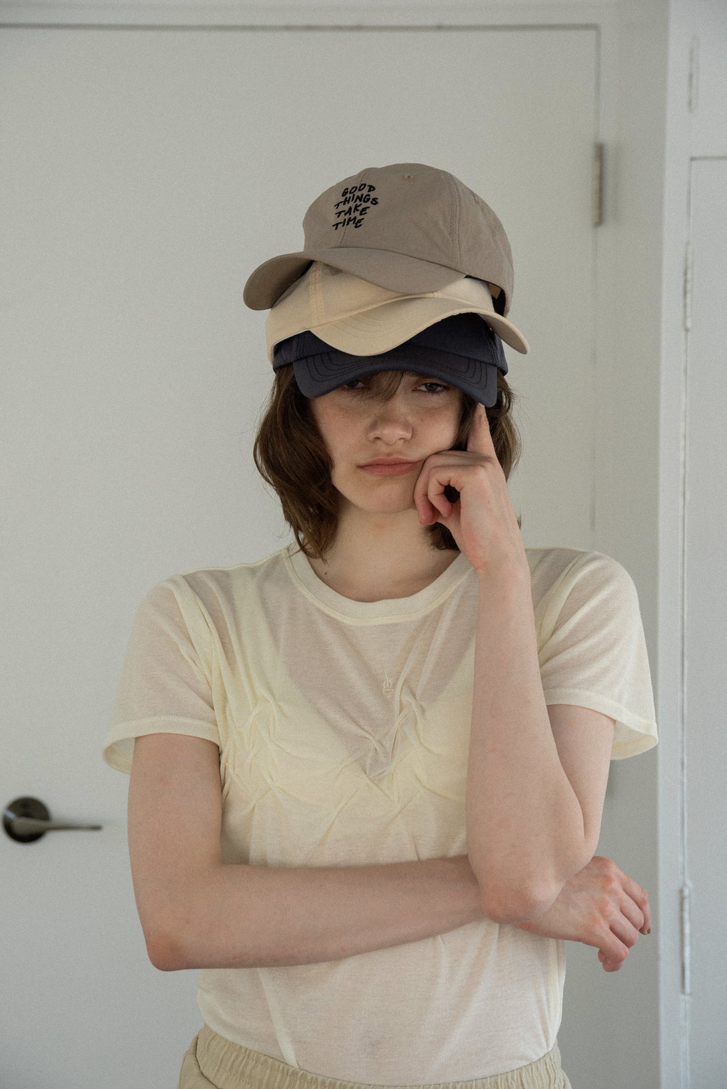 handwritten like logo embroidery cap