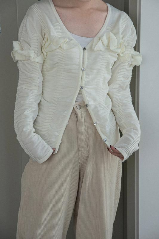 textured ruffle knit cardigan