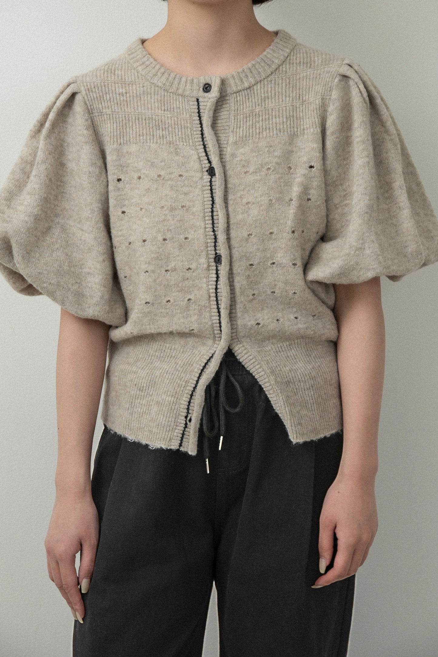 front curl line puff sleeve tops